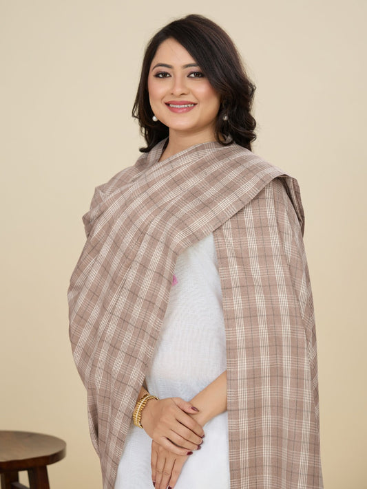 Weavers Villa Women's Classic Check Design Acro Woolen Shawl, 112cm x 225cm