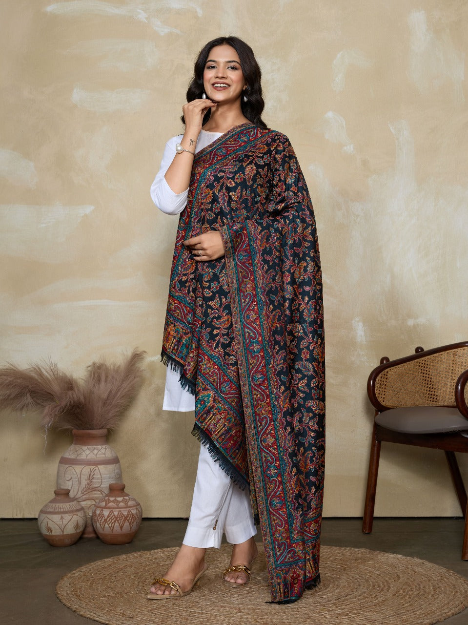 Weavers Villa Women’s Kani Design Wool Shawl – Elegant & Timeless Wrap