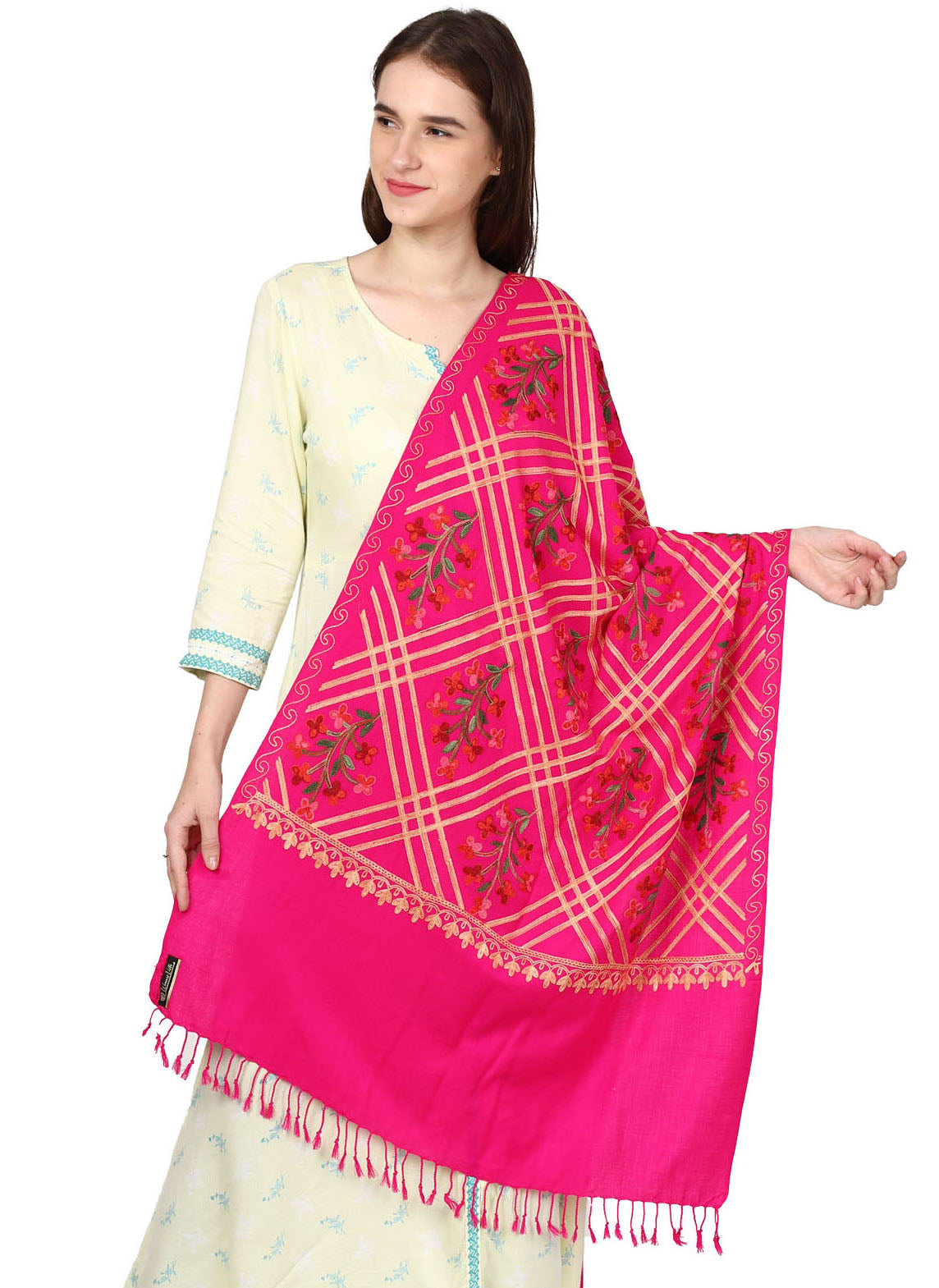 Women's Kashmiri Aari Embroided Floral Shawl