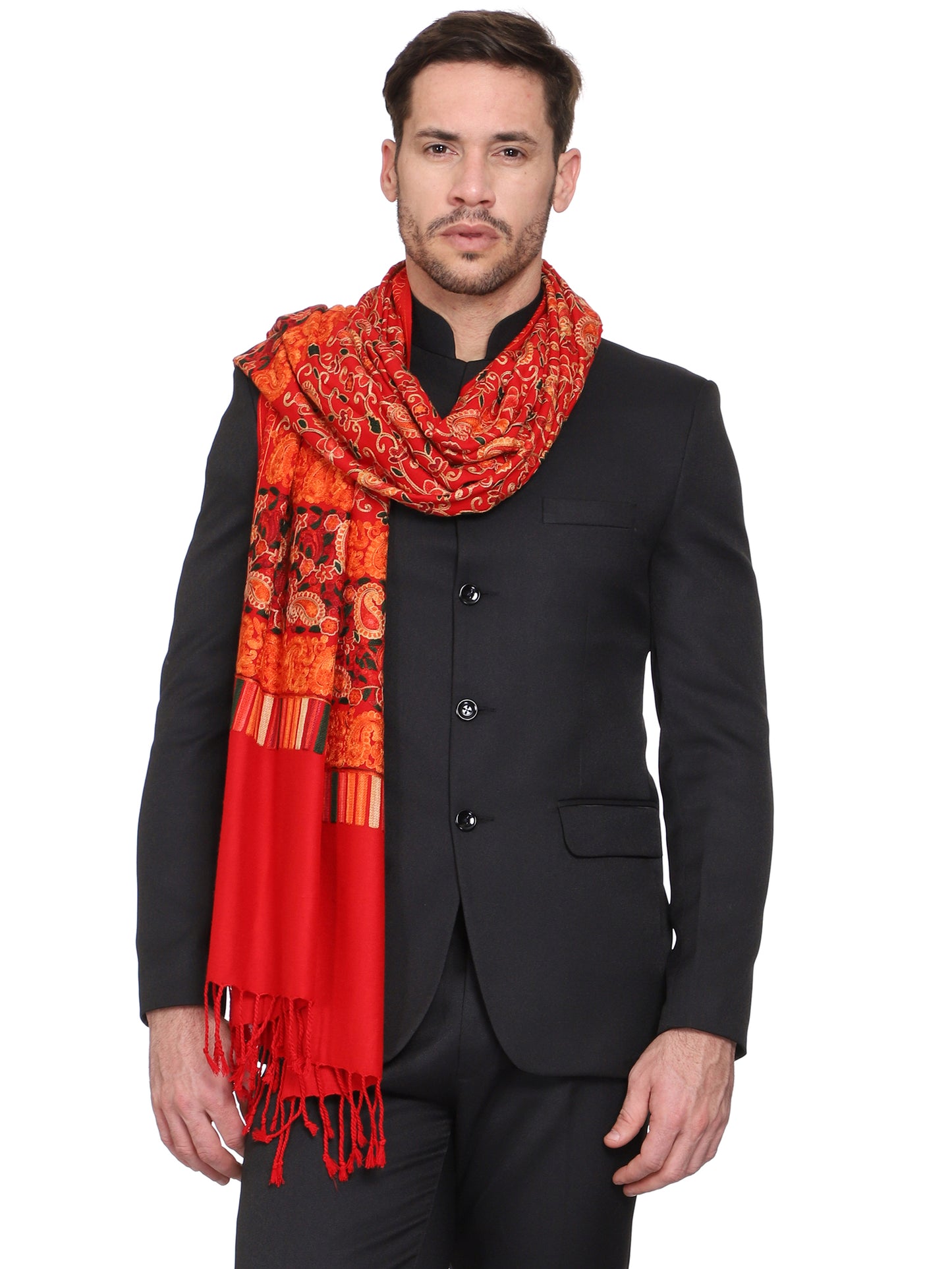 Men's Floral Embroided Cashmilon Shawl