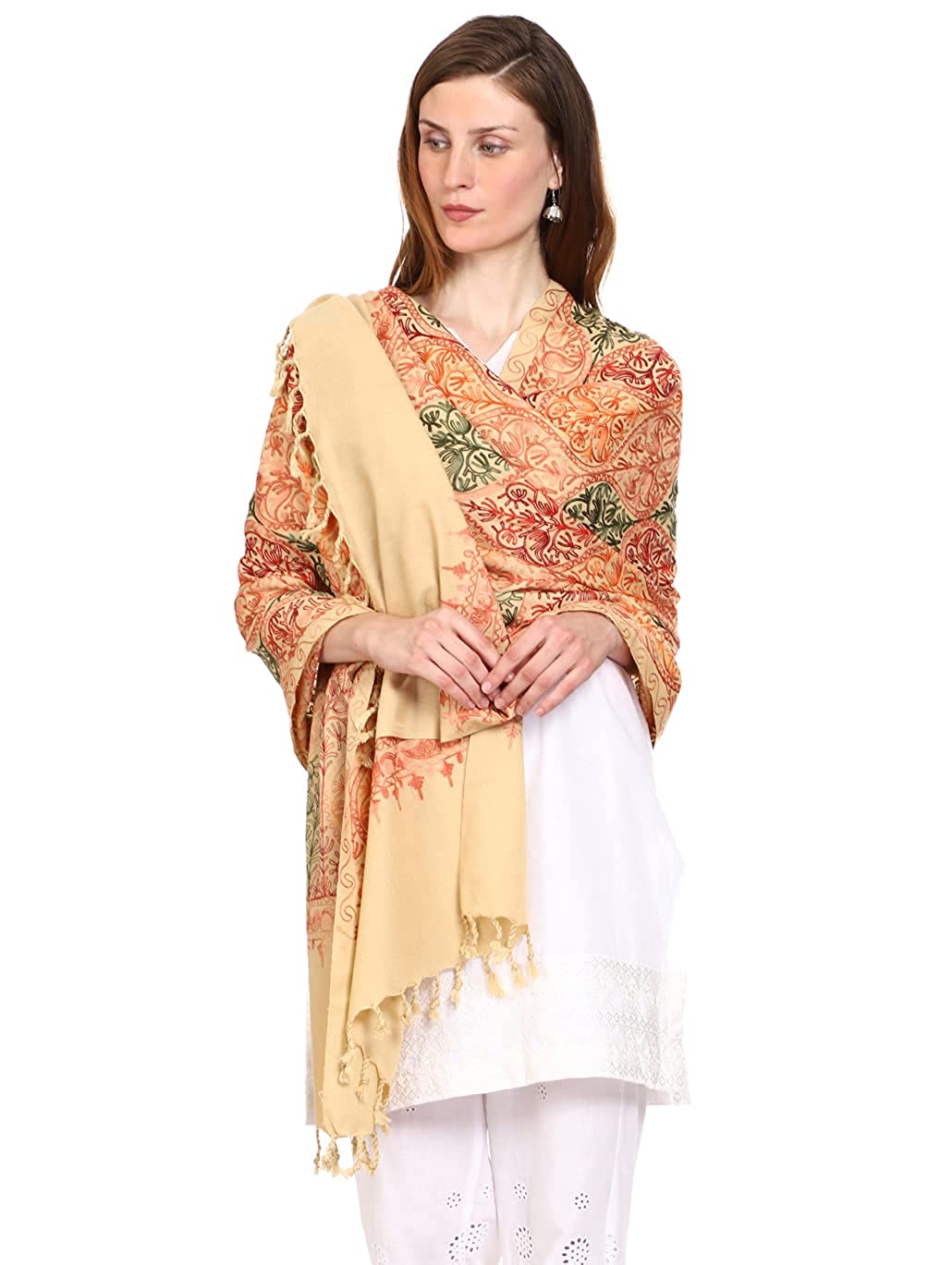 Women's Wool Blend Full Embroidery Matka Shawl