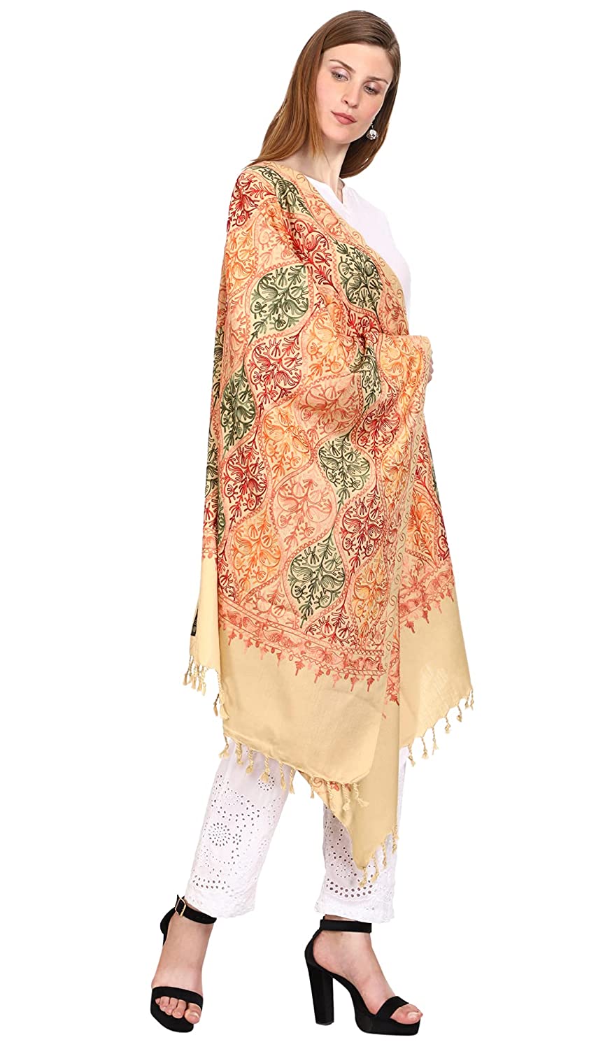 Women's Wool Blend Full Embroidery Matka Shawl