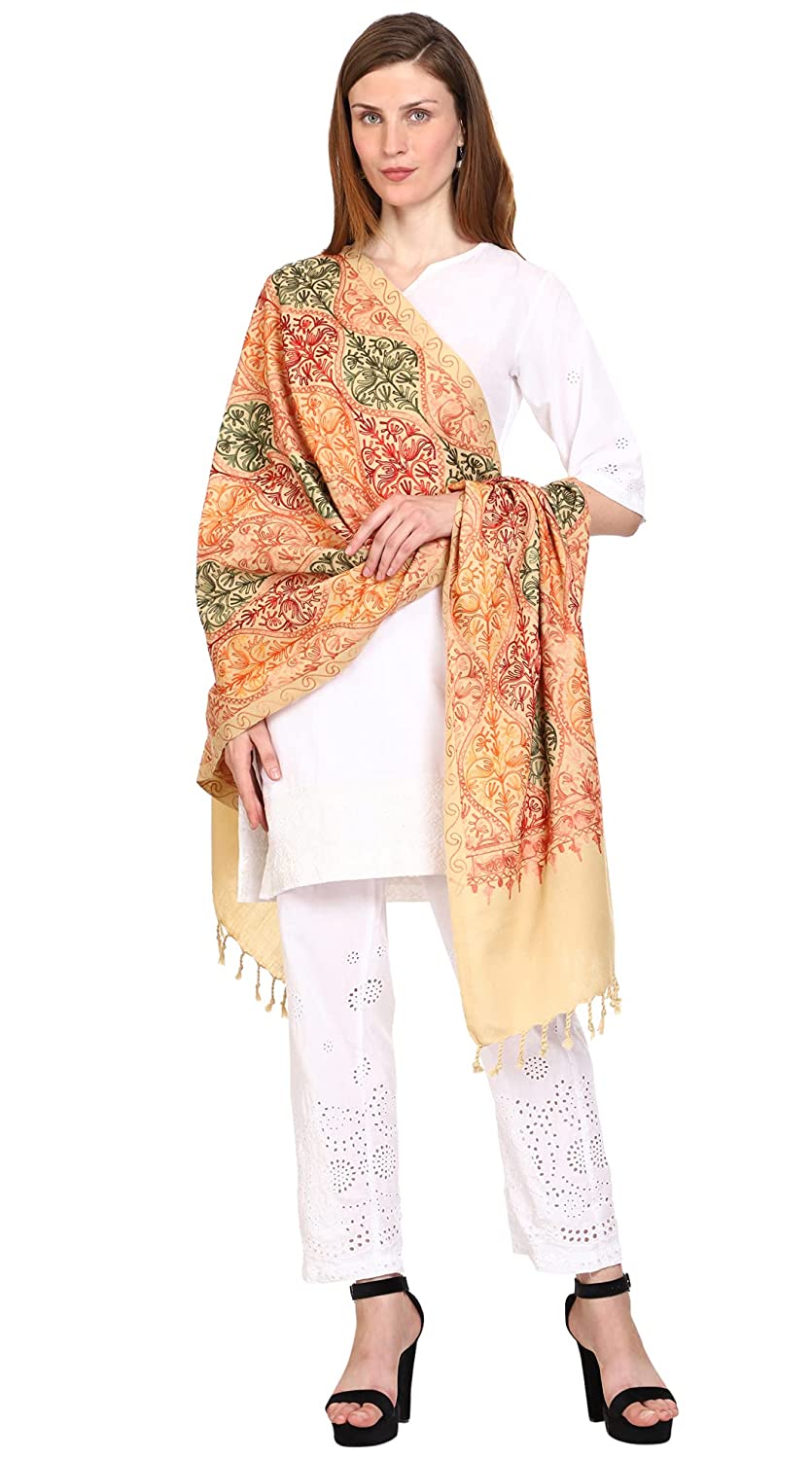 Women's Wool Blend Full Embroidery Matka Shawl