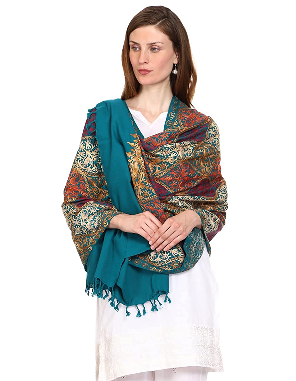 Women's Wool Blend Full Embroidery Matka Shawl