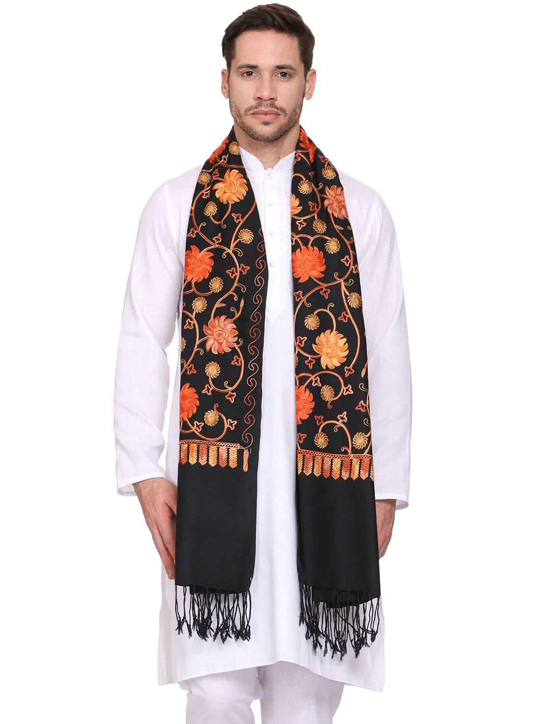 Men's Floral Embroided Cashmilon Shawl