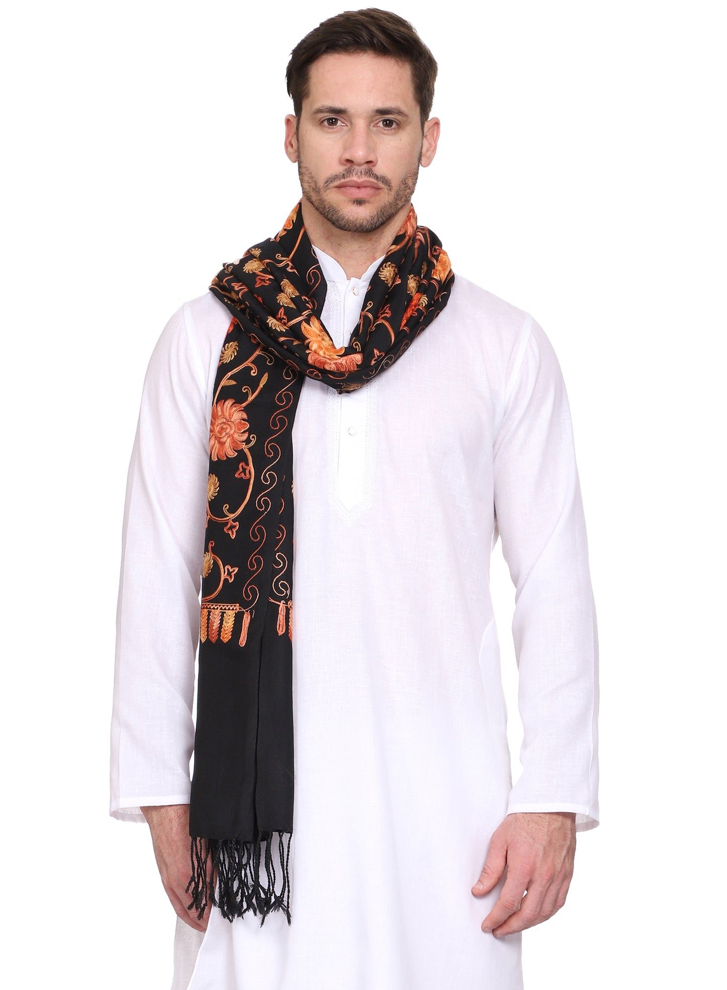 Men's Floral Embroided Cashmilon Shawl