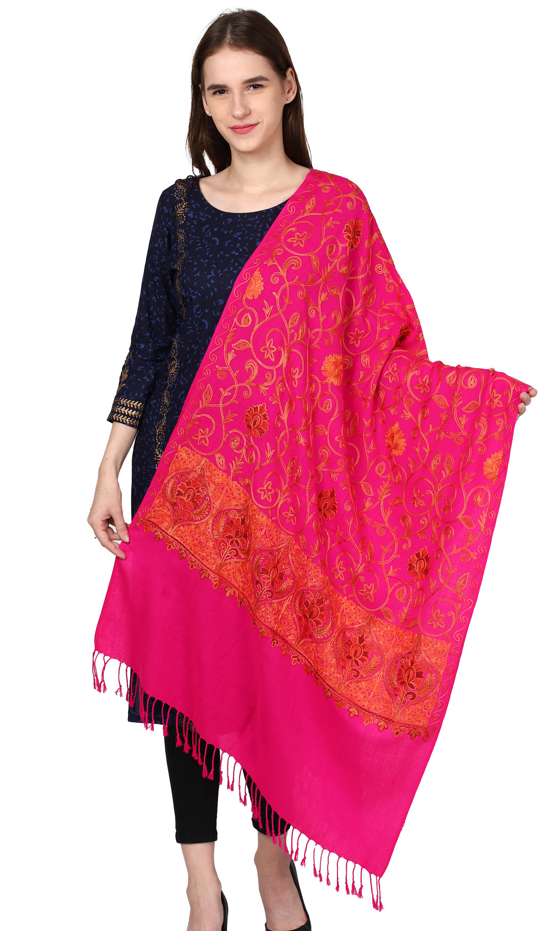 Women's Kashmiri Aari Embroided Matka Shawl