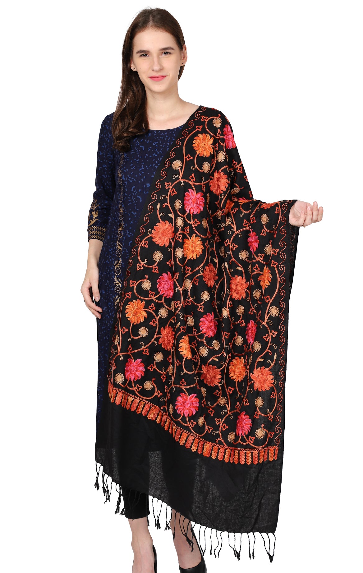 Women's Kashmiri Aari Embroided Floral Shawl