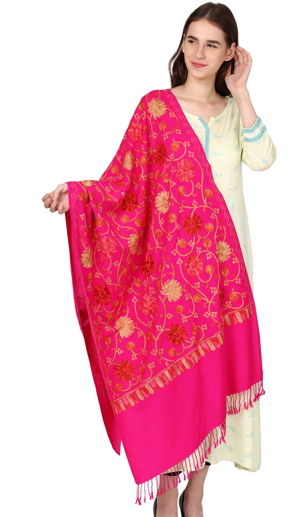 Women's Kashmiri Aari Embroided Floral Shawl