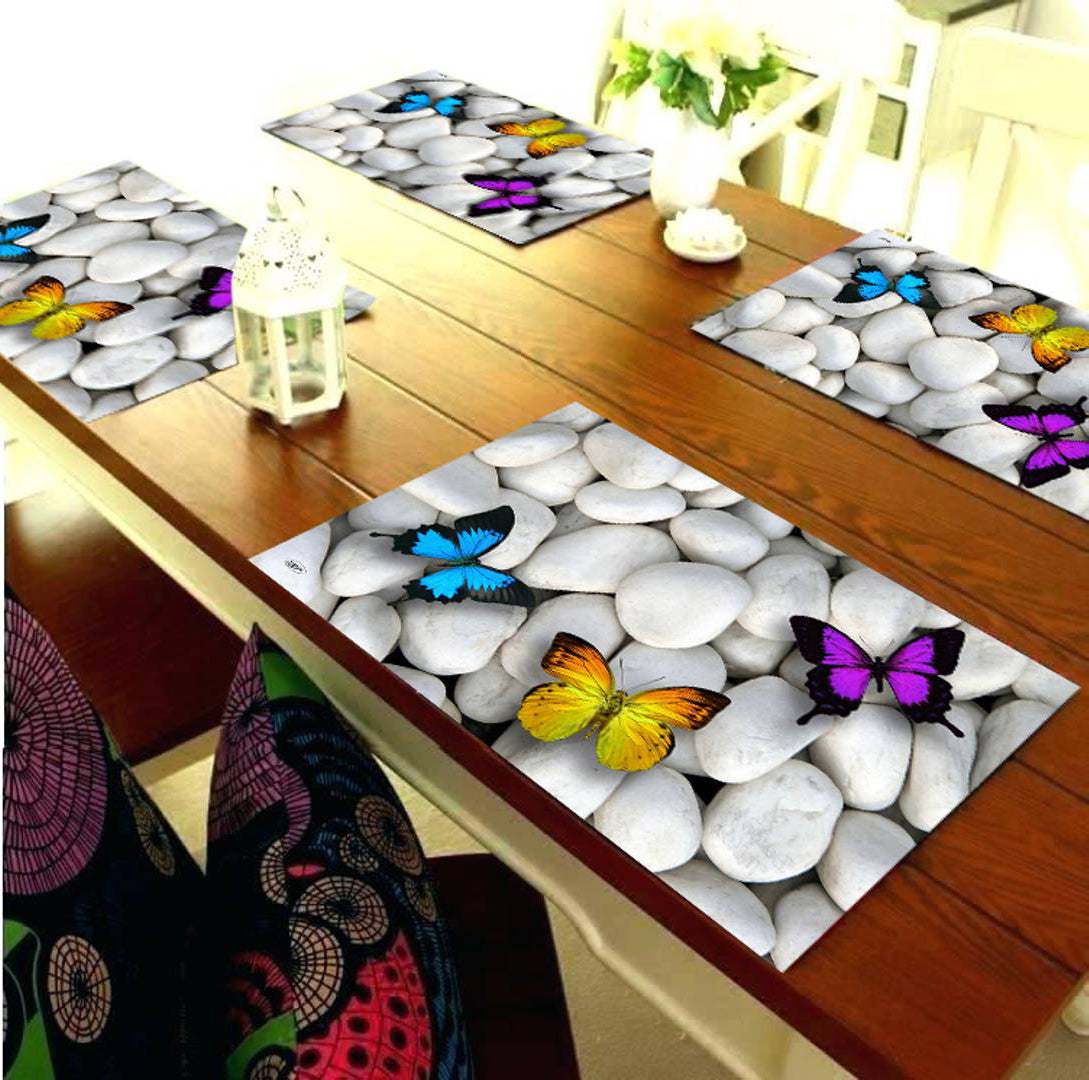 Weavers Villa PVC Printed Table Placemats for Dining Table, Fridge and Kitchen (43 cm X 28 cm) - Set of 6 Pieces