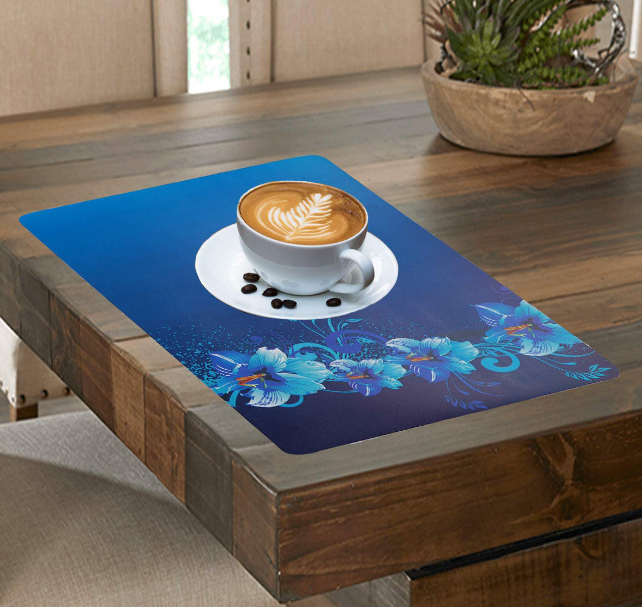 Weavers Villa PVC Printed Table Placemats for Dining Table, Fridge and Kitchen (43 cm X 28 cm) - Set of 6 Pieces