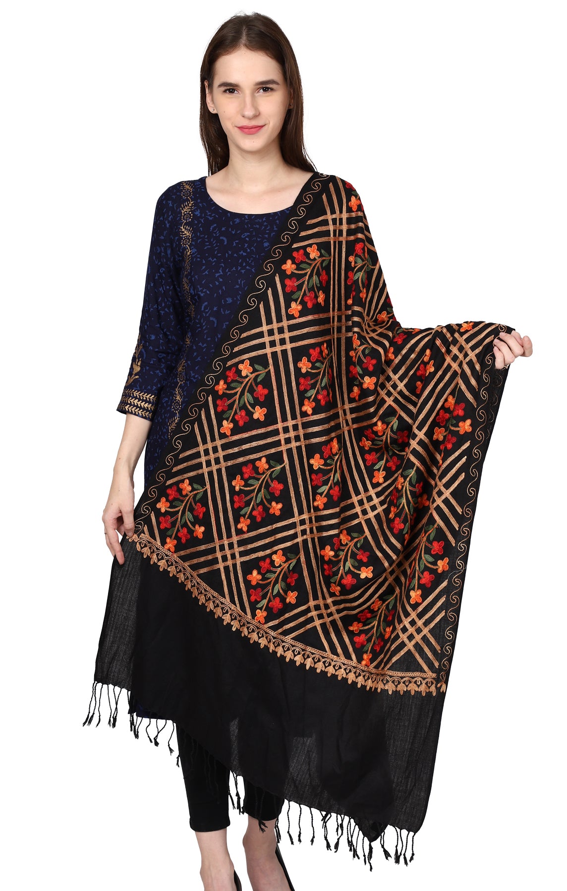 Women's Kashmiri Aari Embroided Floral Shawl