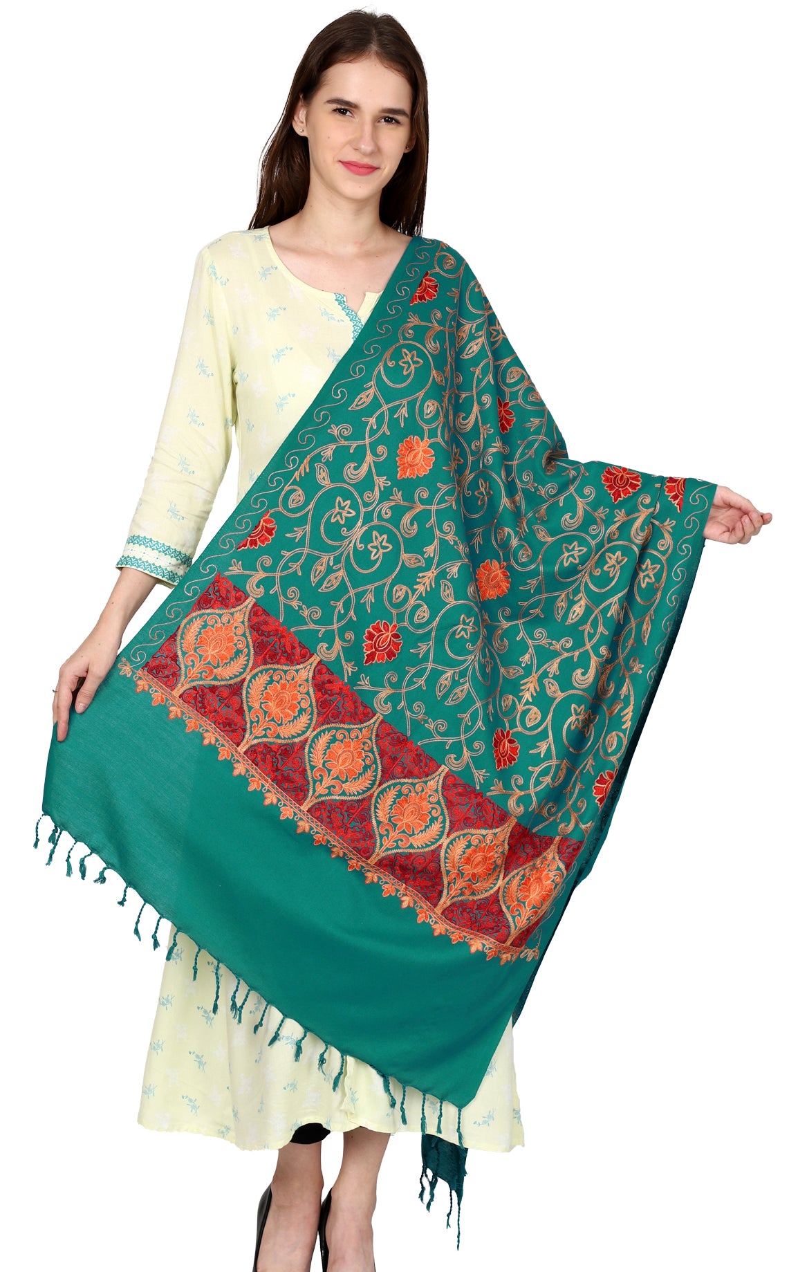 Women's Kashmiri Aari Embroided Matka Shawl