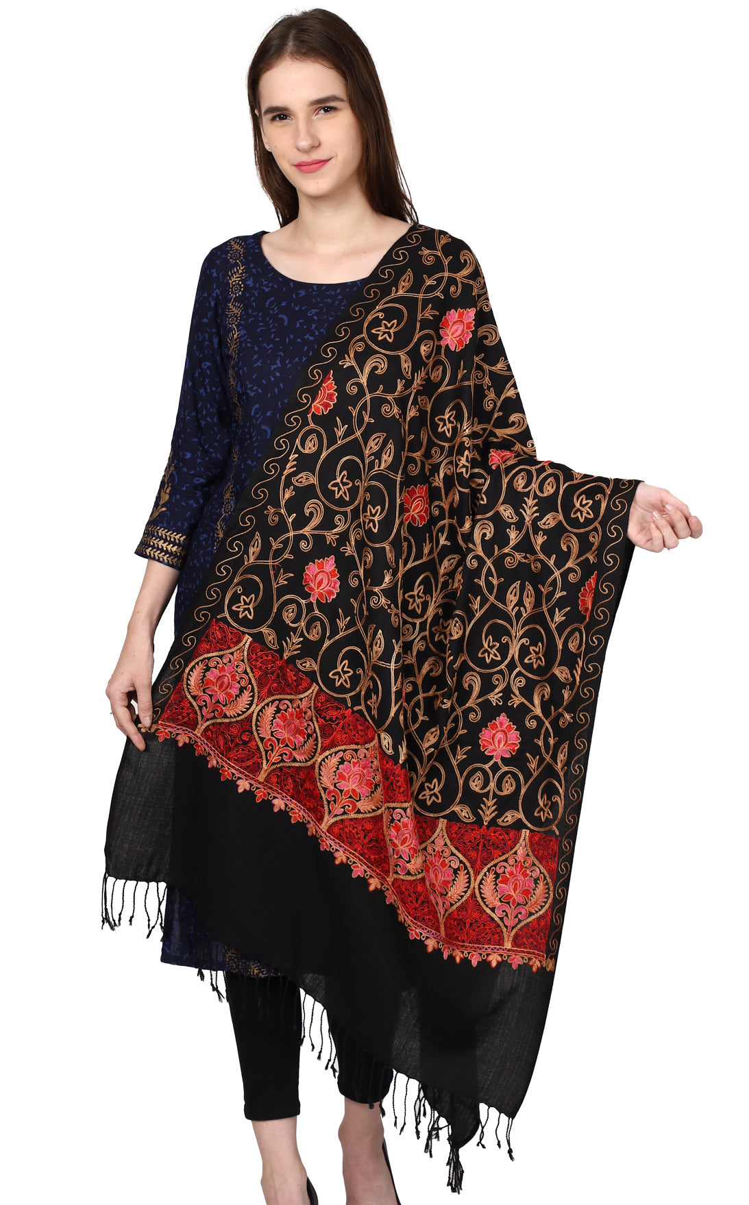 Women's Kashmiri Aari Embroided Matka Shawl