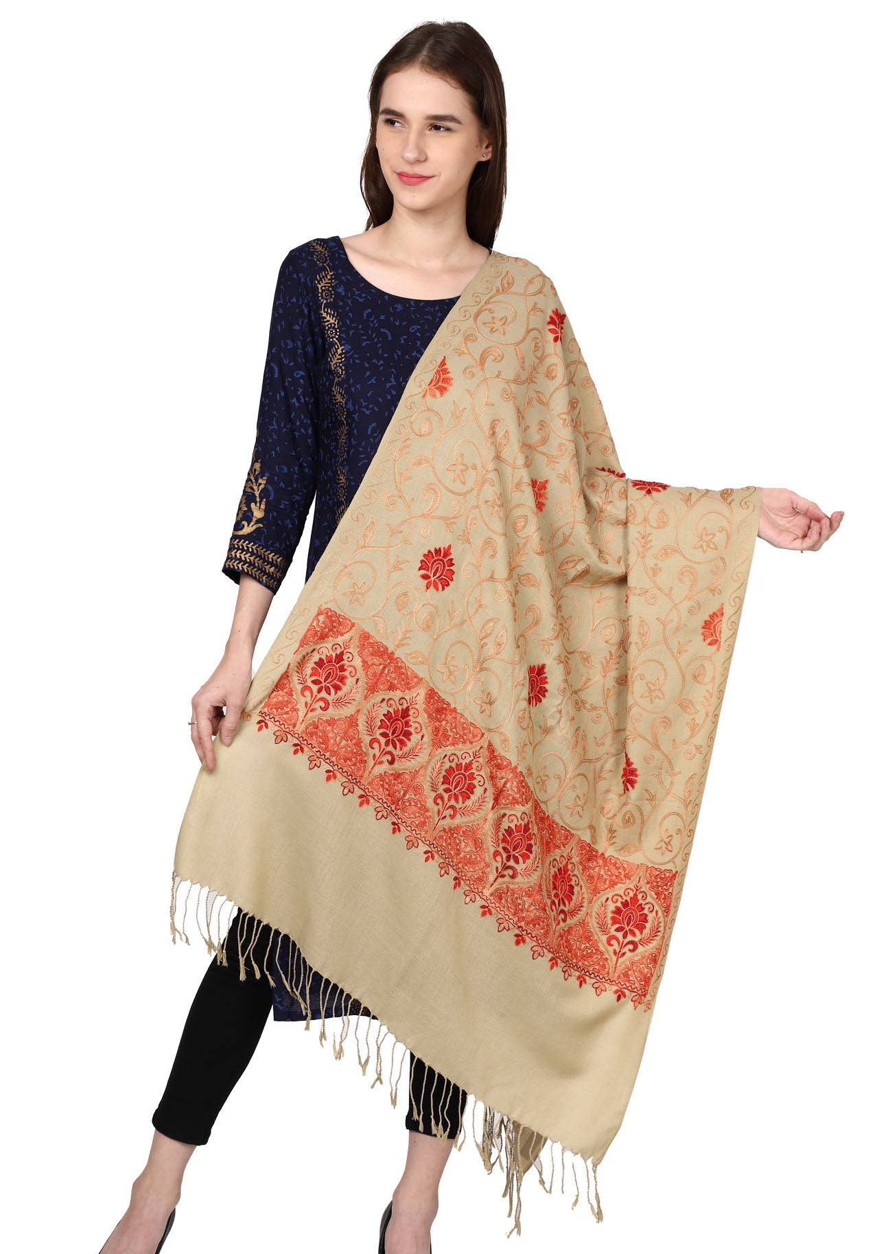 Women's Kashmiri Aari Embroided Matka Shawl