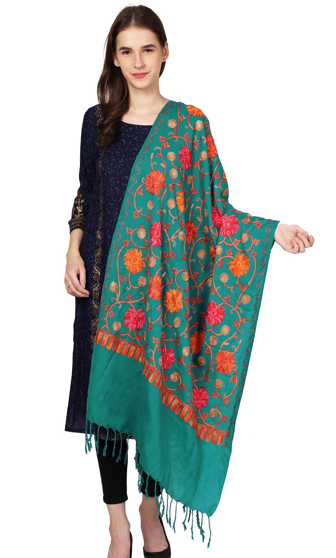 Women's Kashmiri Aari Embroided Floral Shawl