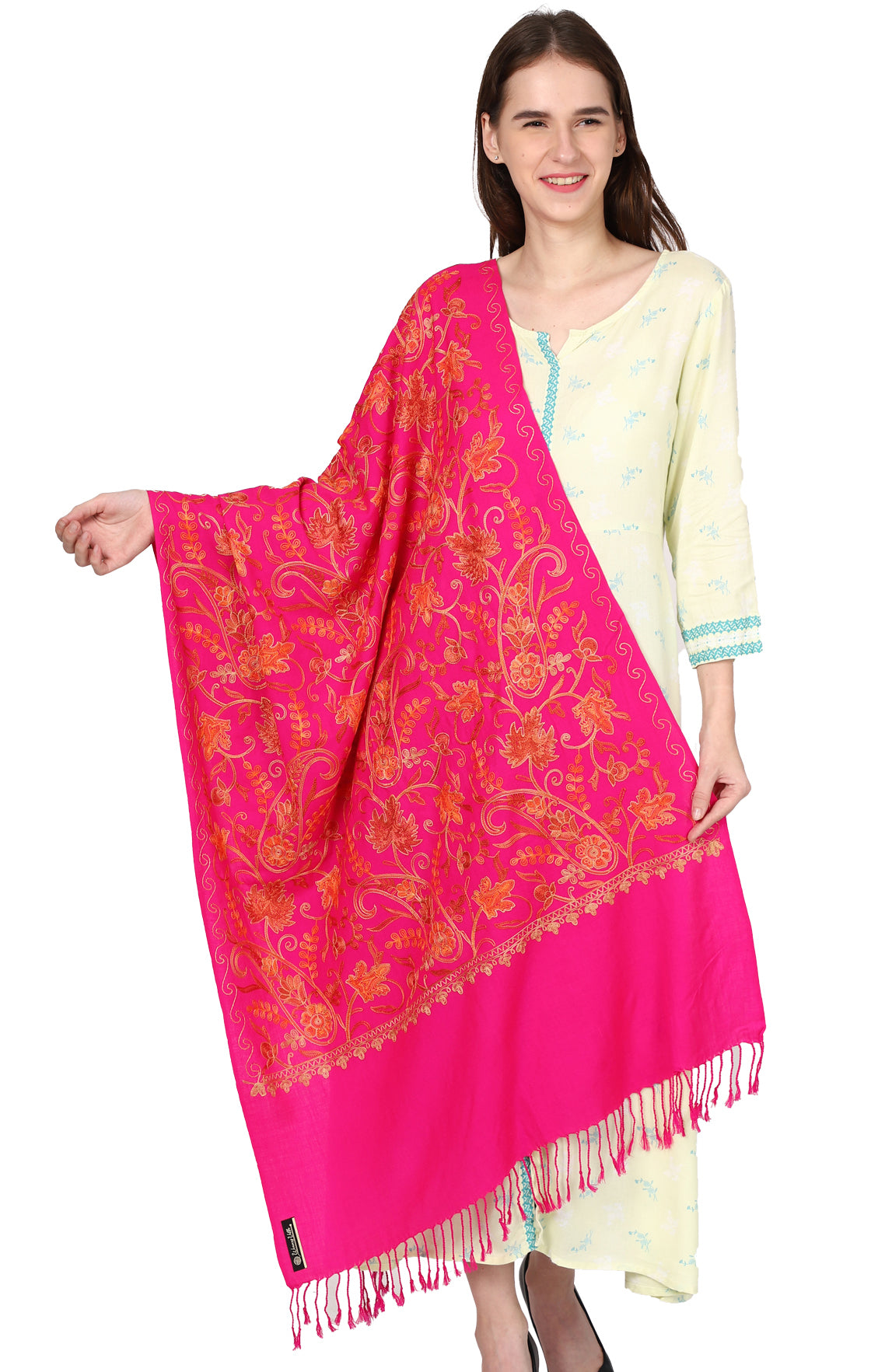 Weavers Villa Women's Kashmiri Aari Embroided Paisley Shawl