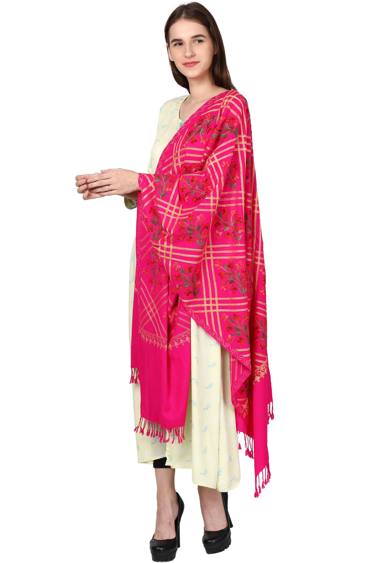 Women's Kashmiri Aari Embroided Floral Shawl