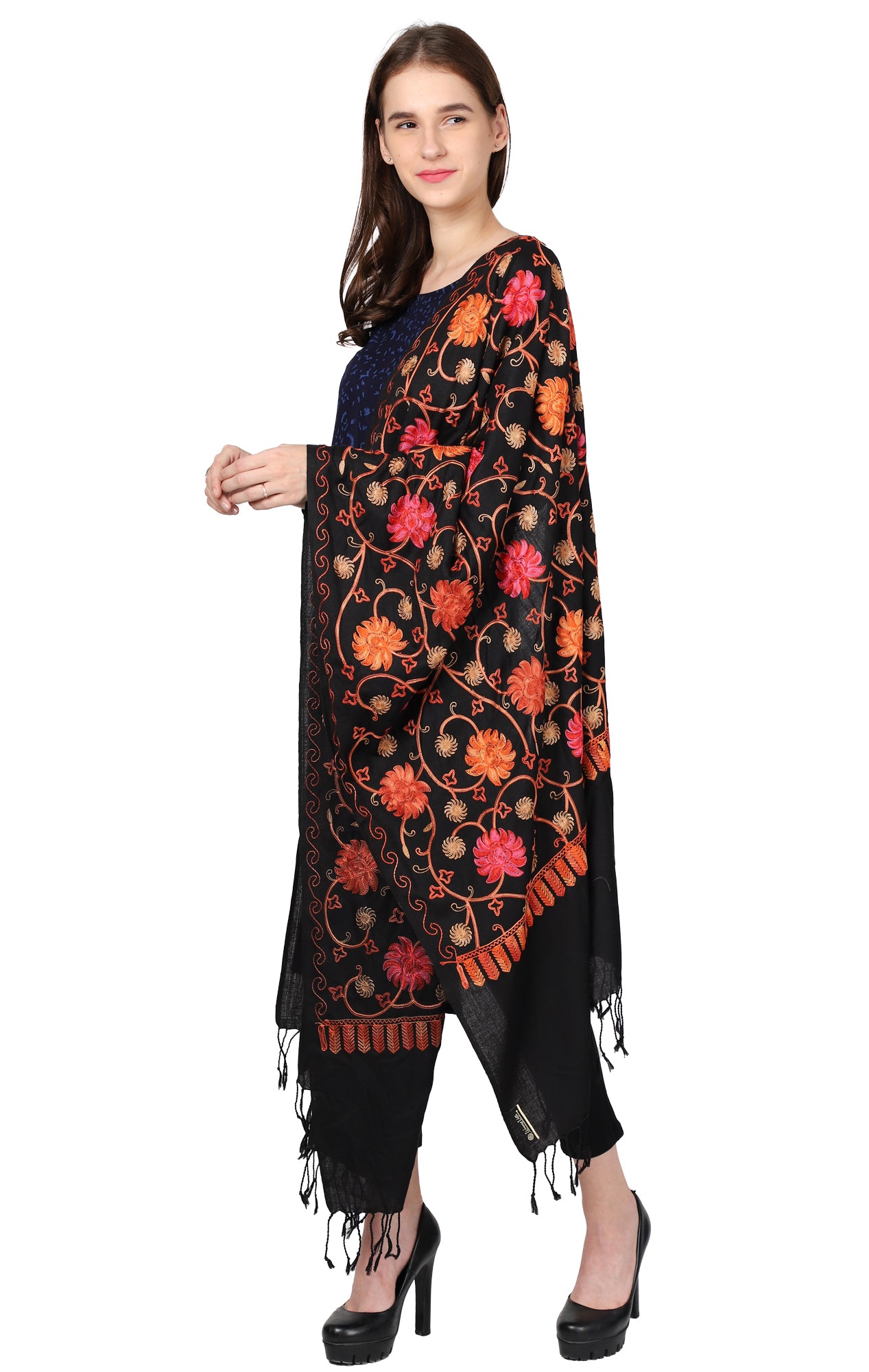 Women's Kashmiri Aari Embroided Floral Shawl