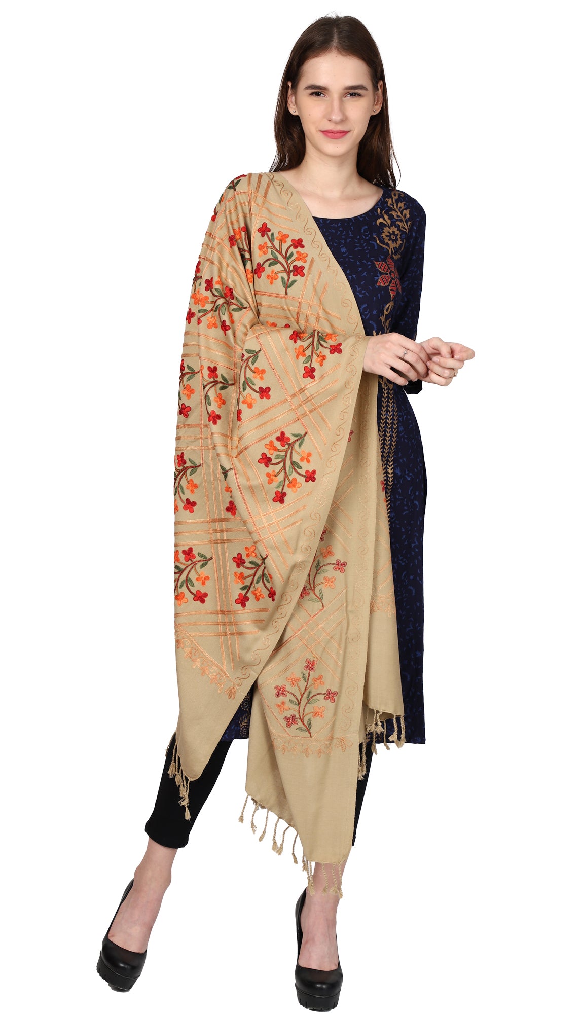 Women's Kashmiri Aari Embroided Floral Shawl