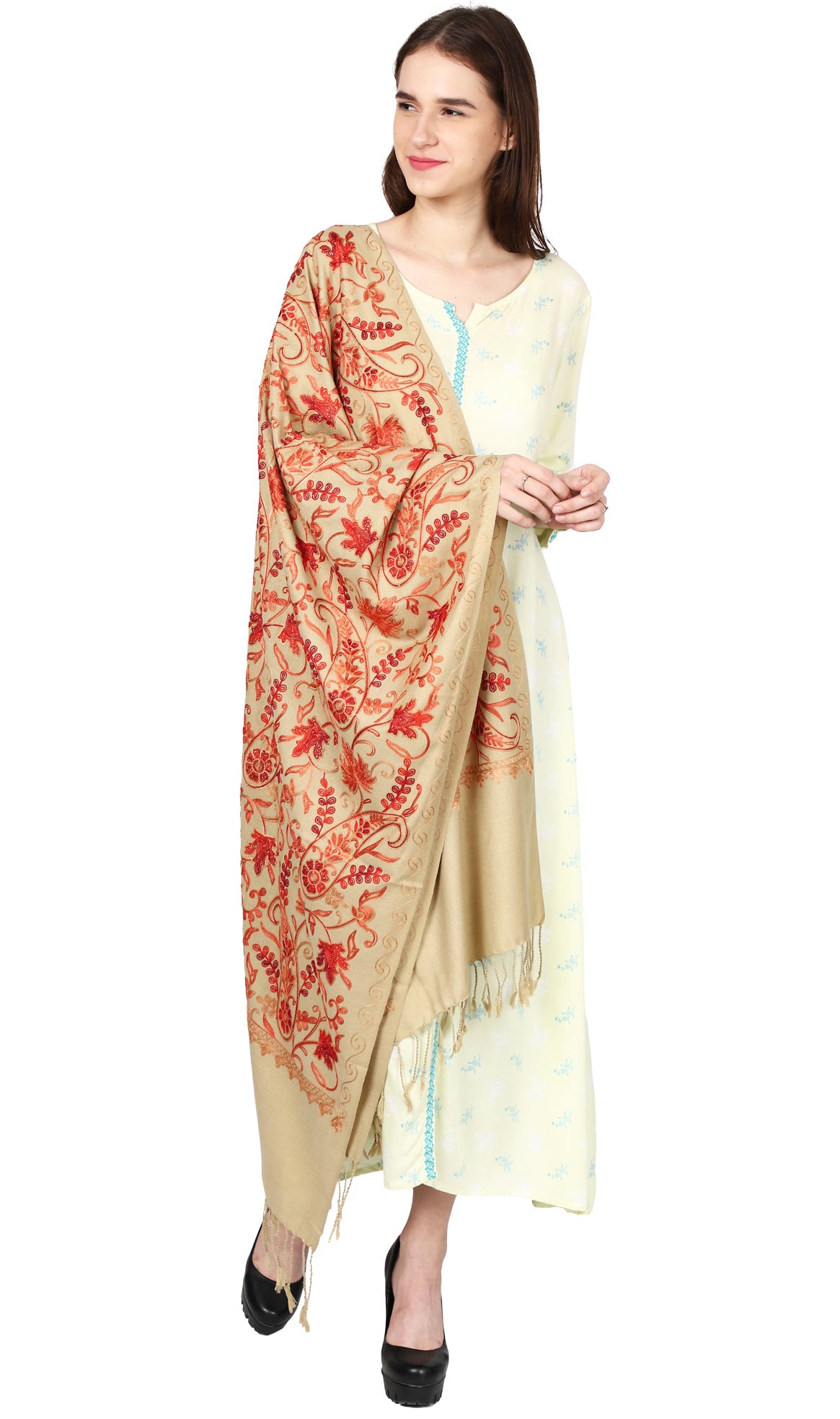 Weavers Villa Women's Kashmiri Aari Embroided Paisley Shawl