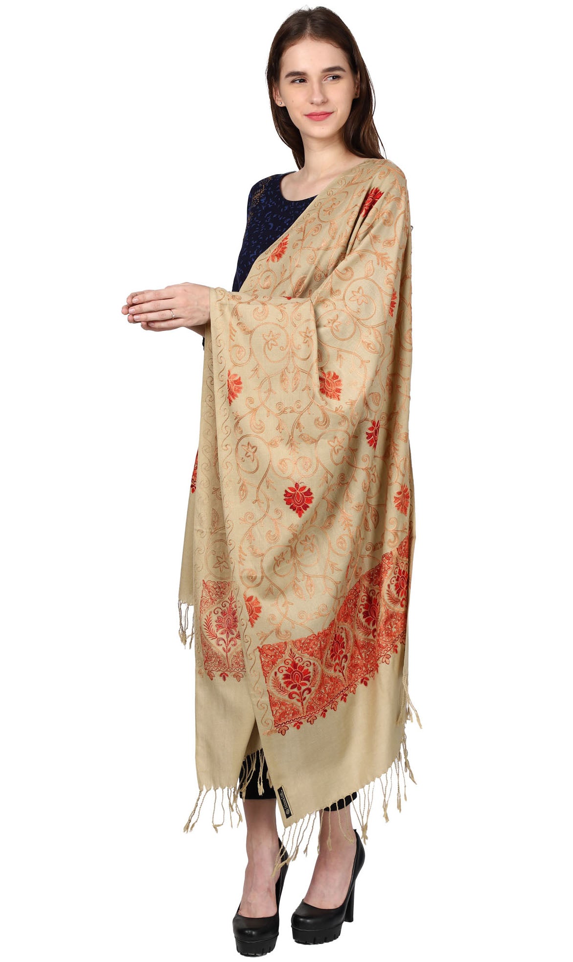 Women's Kashmiri Aari Embroided Matka Shawl