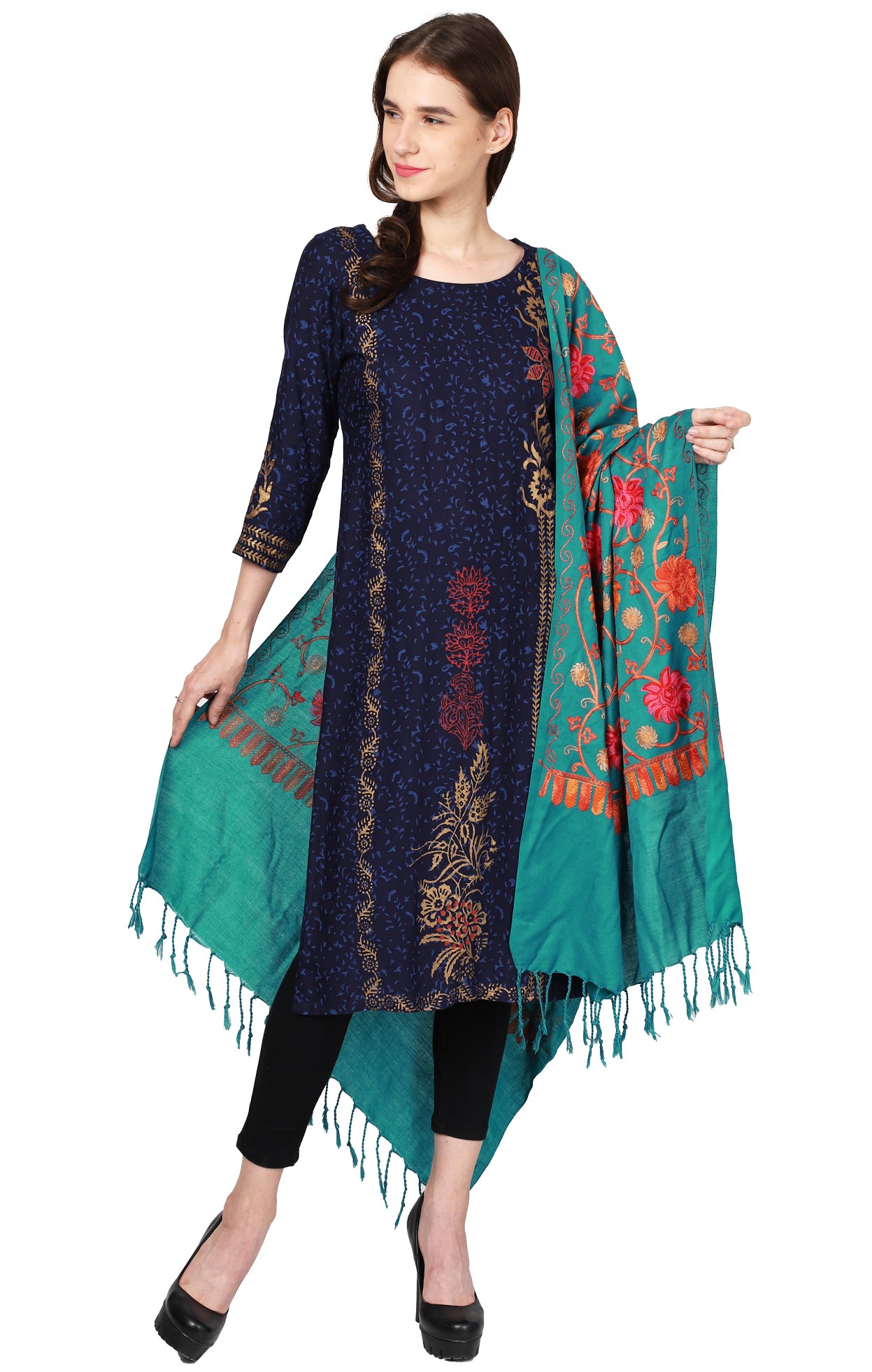 Women's Kashmiri Aari Embroided Floral Shawl