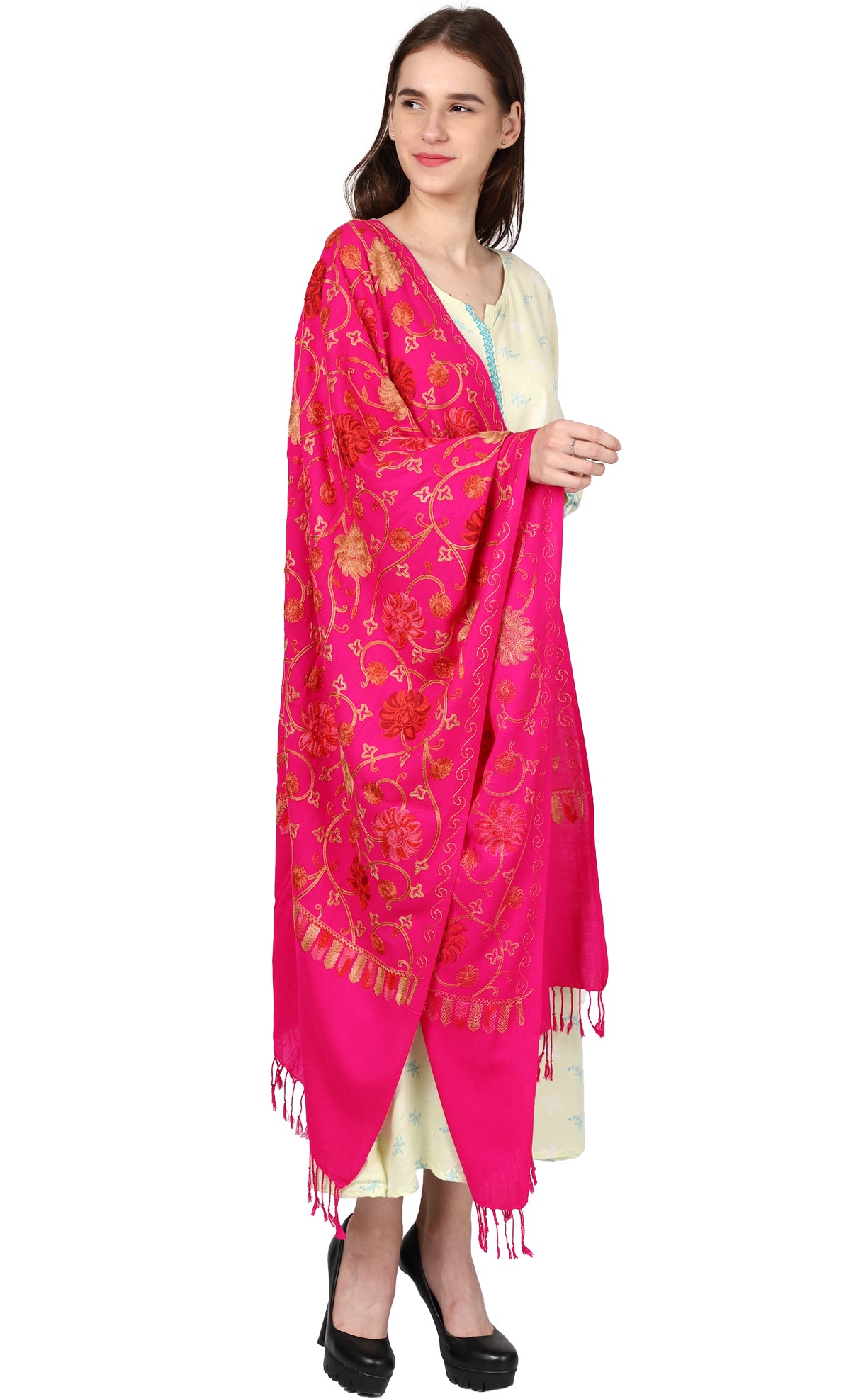 Women's Kashmiri Aari Embroided Floral Shawl