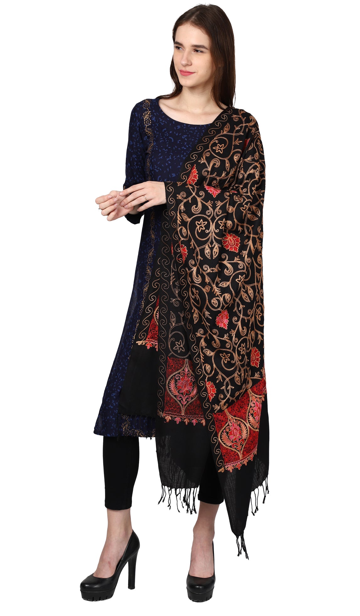 Women's Kashmiri Aari Embroided Matka Shawl