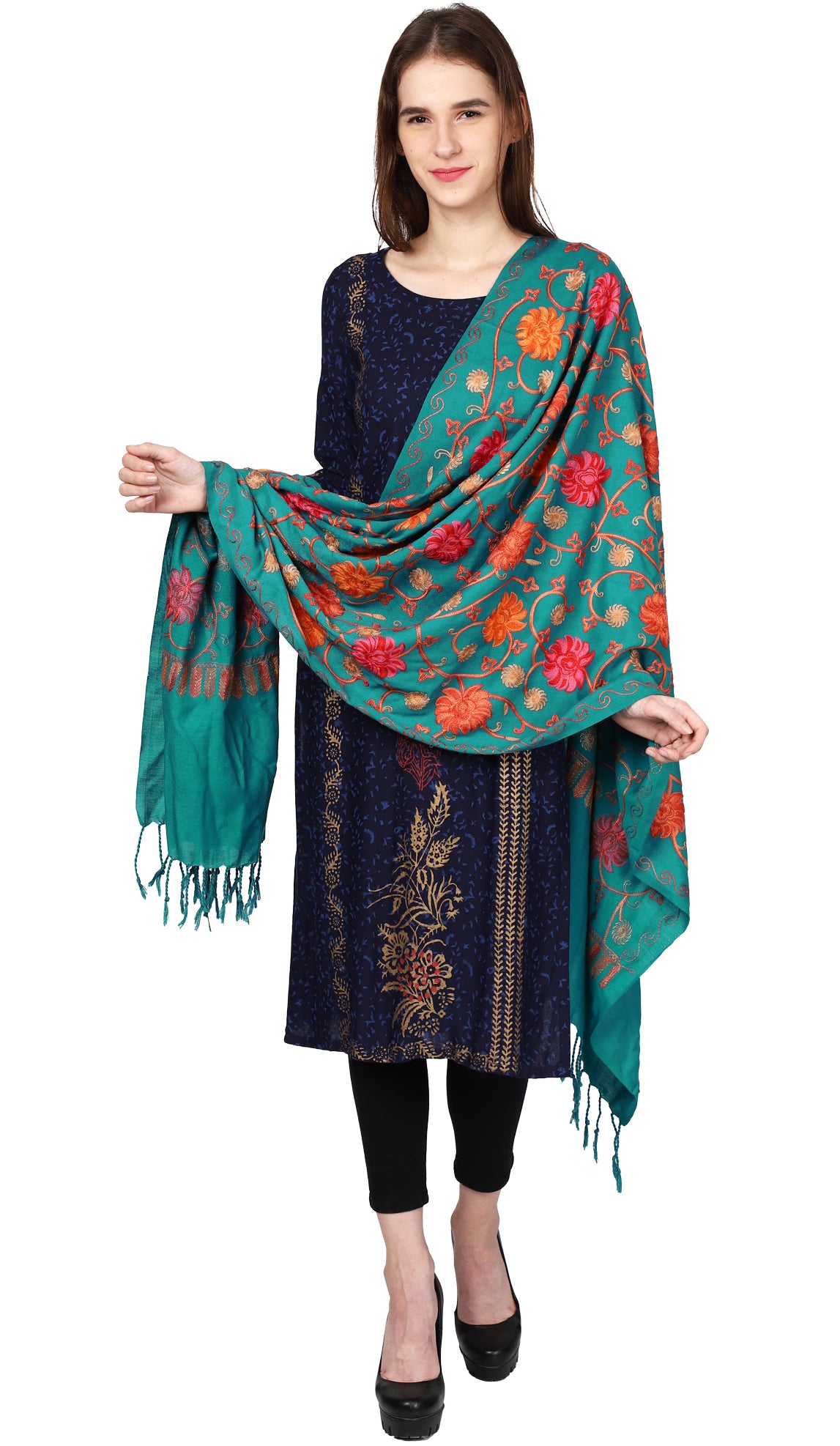 Women's Kashmiri Aari Embroided Floral Shawl