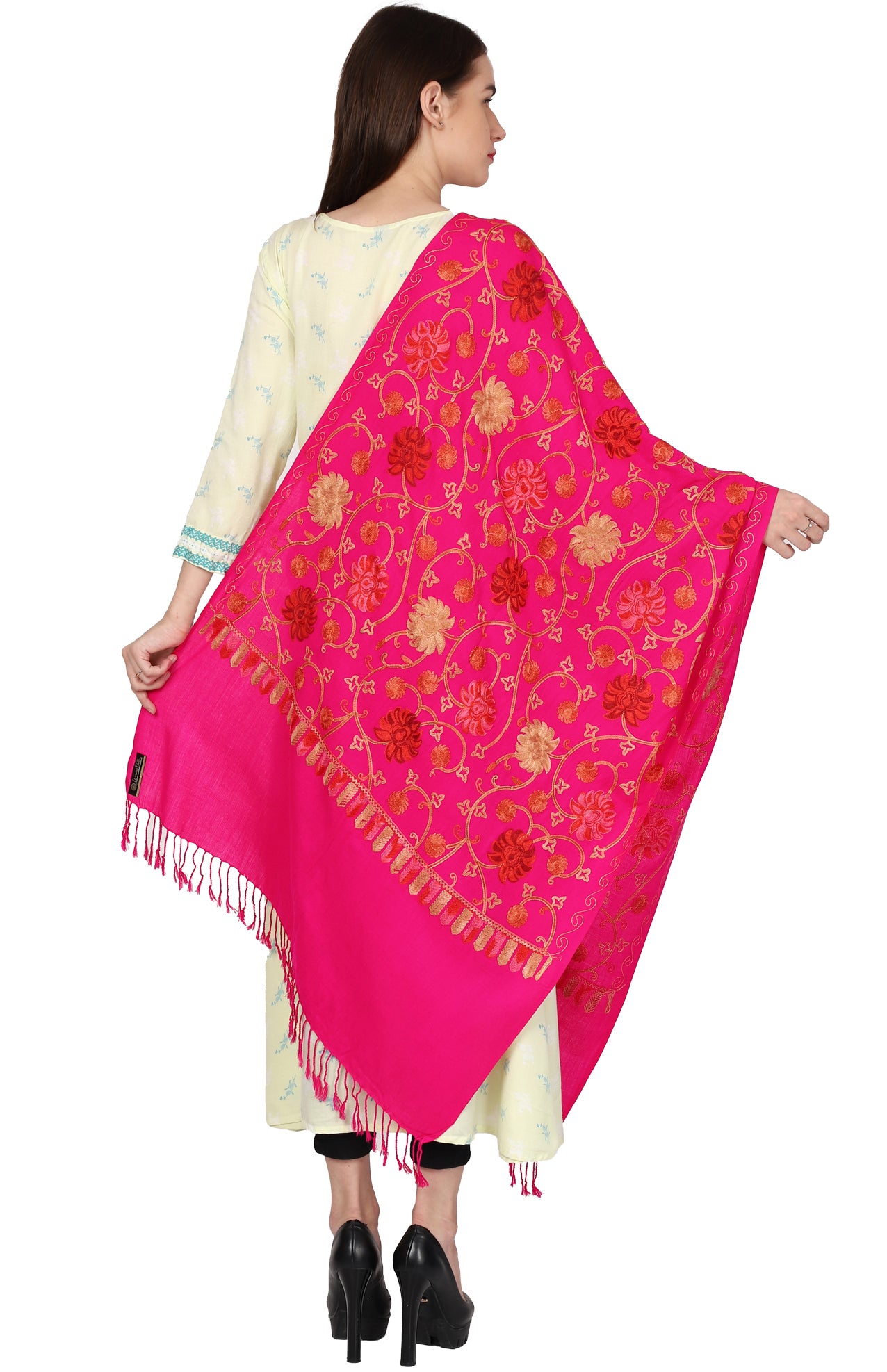 Women's Kashmiri Aari Embroided Floral Shawl