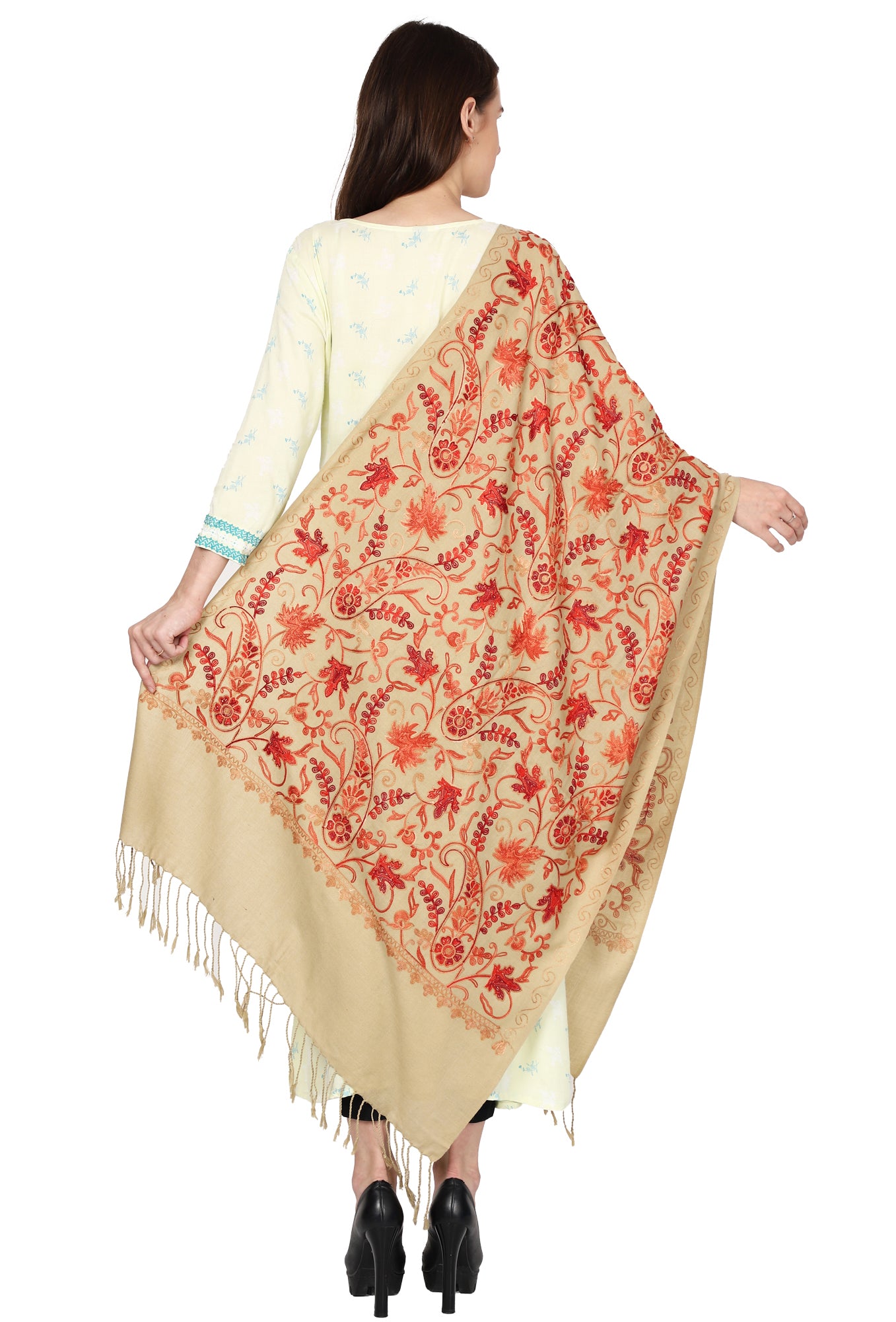 Weavers Villa Women's Kashmiri Aari Embroided Paisley Shawl