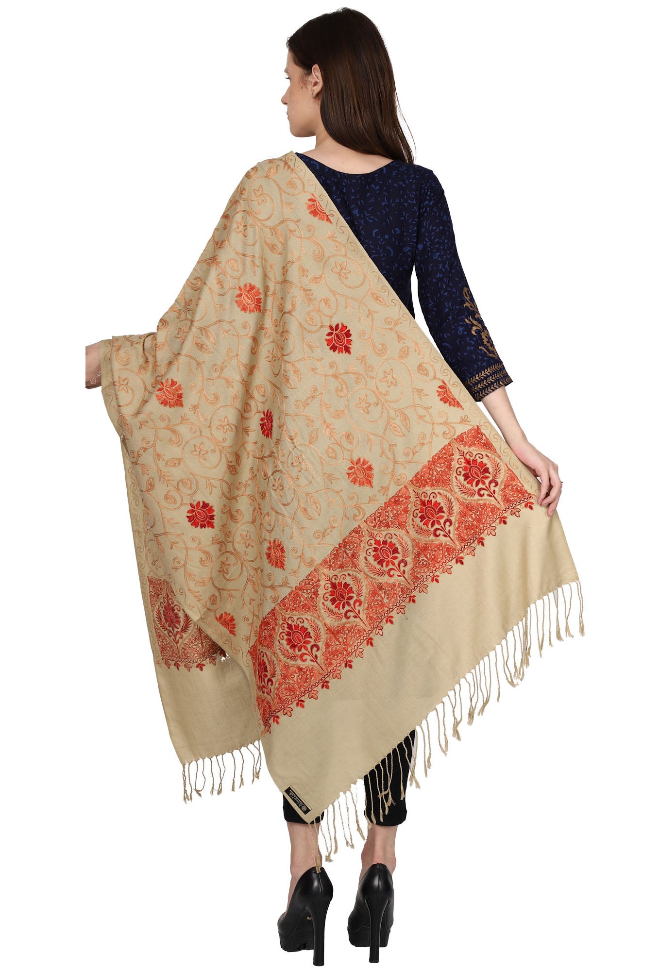 Women's Kashmiri Aari Embroided Matka Shawl