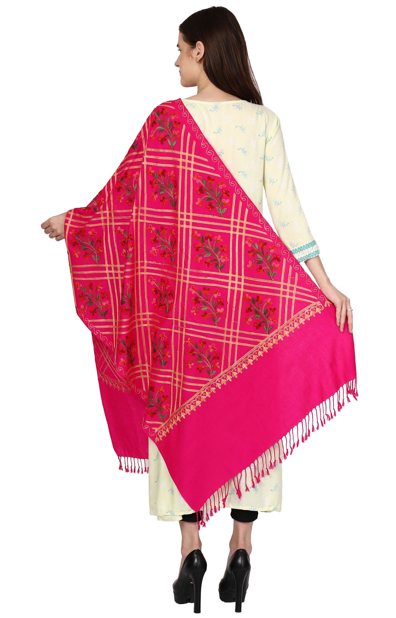 Women's Kashmiri Aari Embroided Floral Shawl