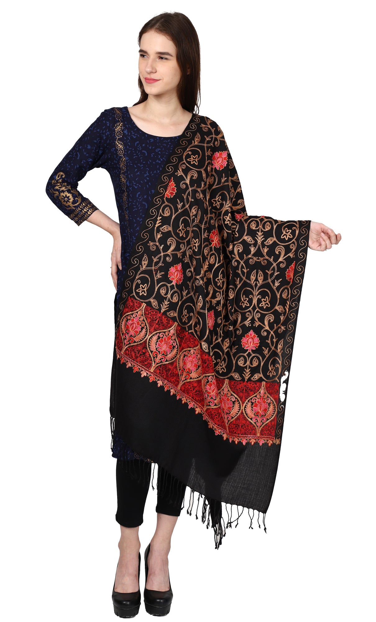 Women's Kashmiri Aari Embroided Matka Shawl