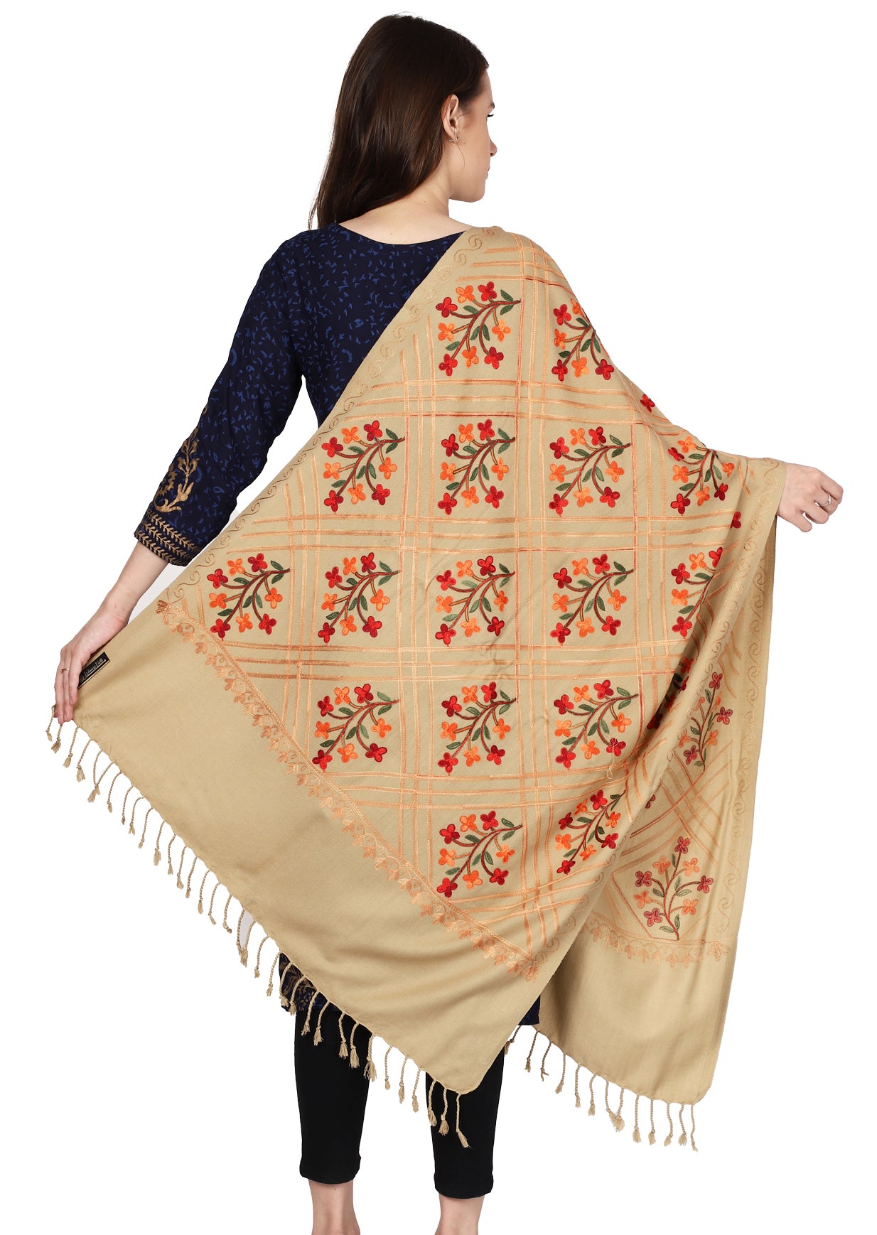 Women's Kashmiri Aari Embroided Floral Shawl