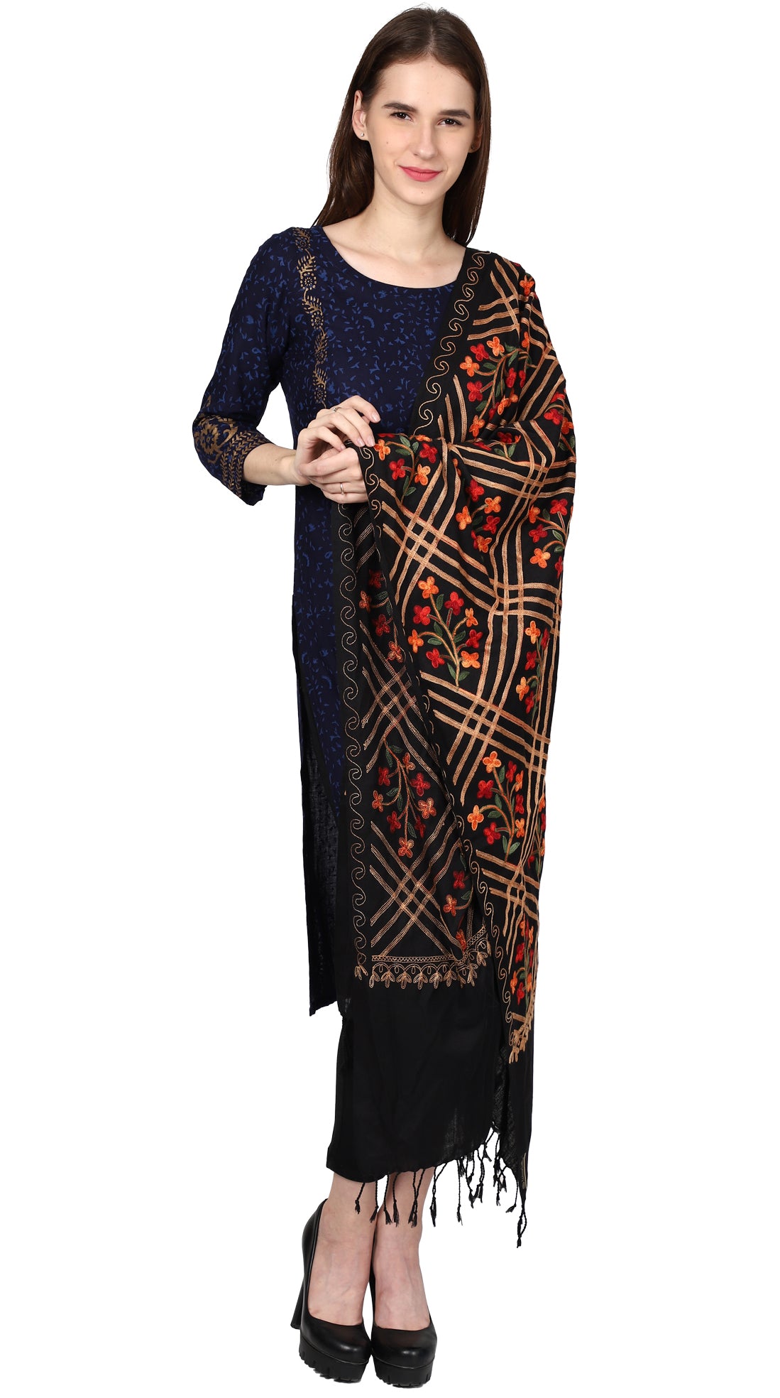 Women's Kashmiri Aari Embroided Floral Shawl