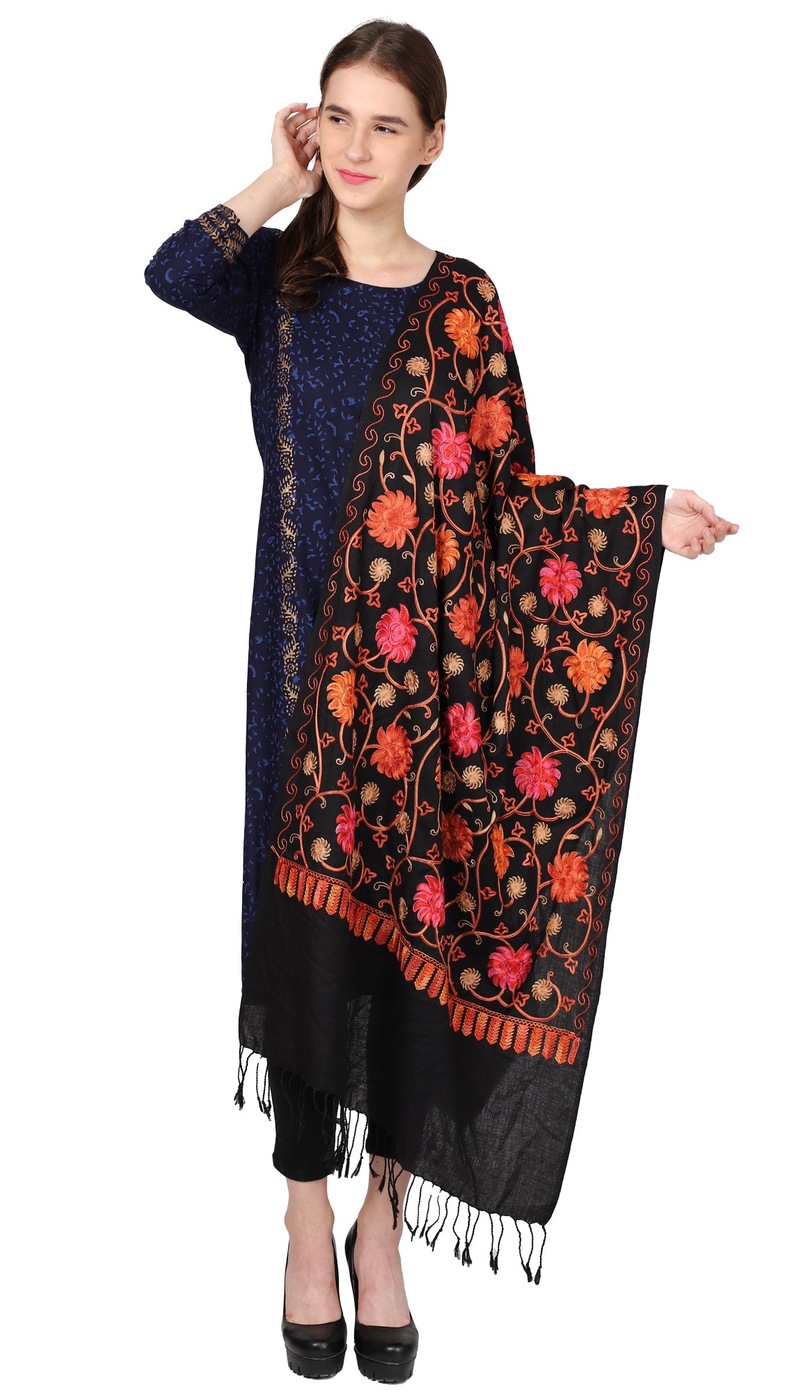 Women's Kashmiri Aari Embroided Floral Shawl