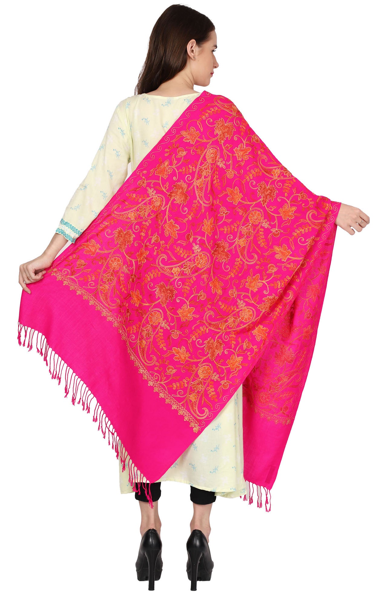 Weavers Villa Women's Kashmiri Aari Embroided Paisley Shawl