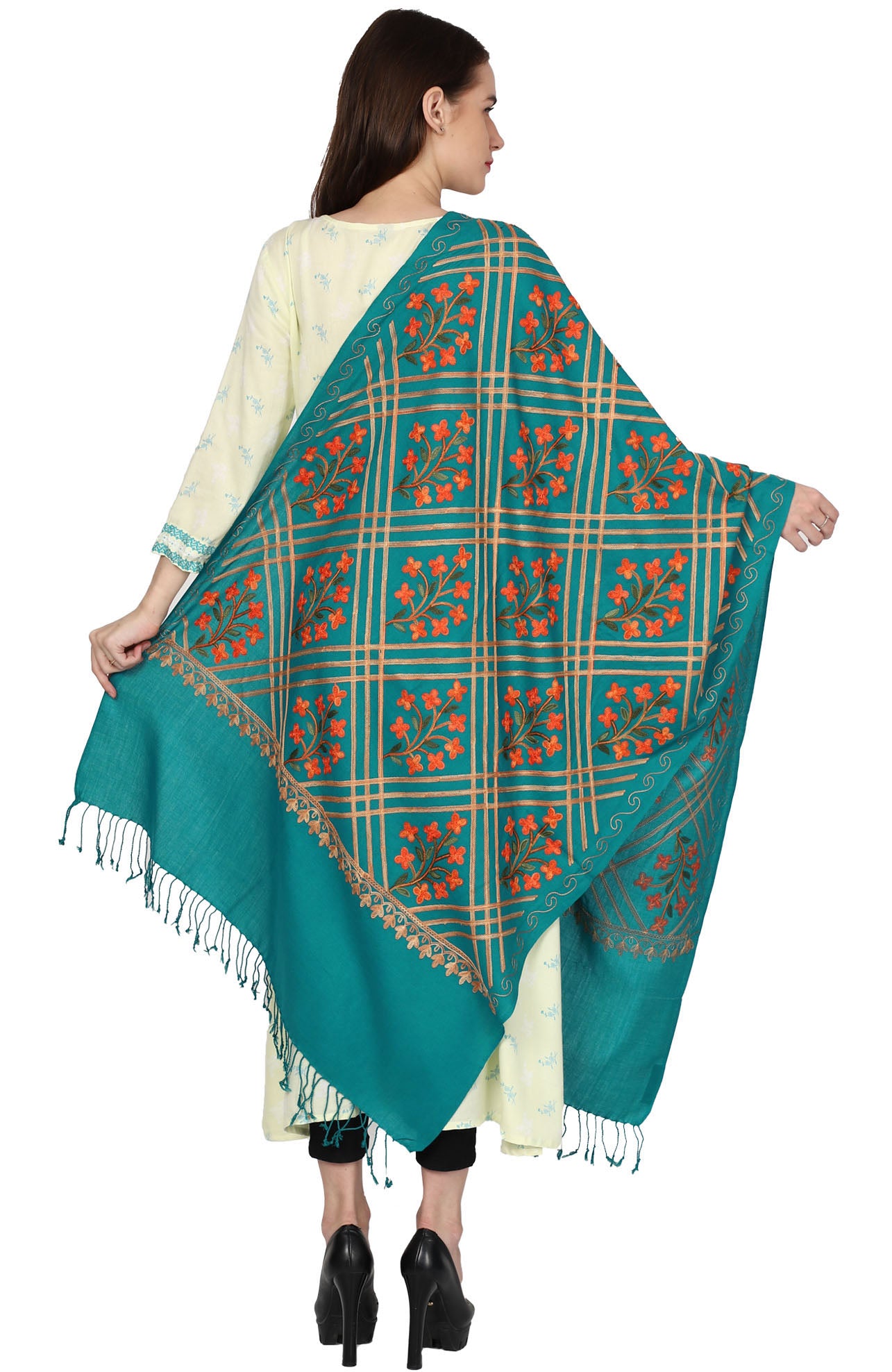 Women's Kashmiri Aari Embroided Floral Shawl