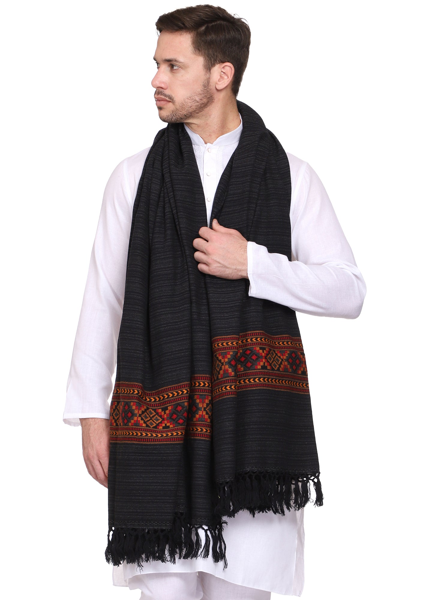 Men's Kullu Border Woven Cashmilon Shawl