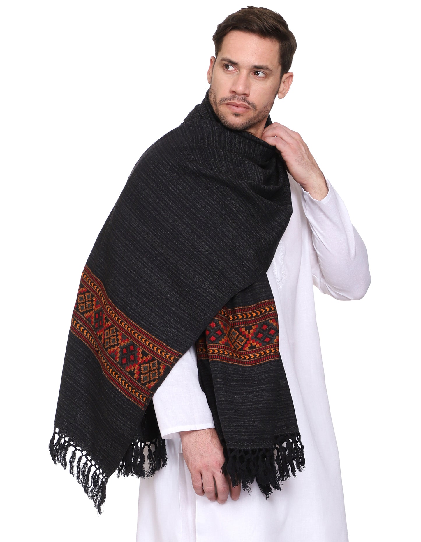 Men's Kullu Border Woven Cashmilon Shawl