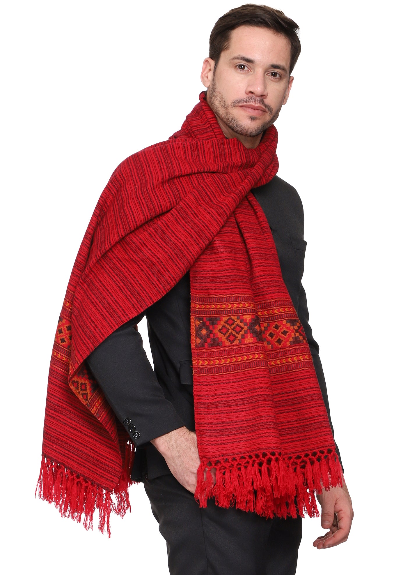 Men's Kullu Border Woven Cashmilon Shawl