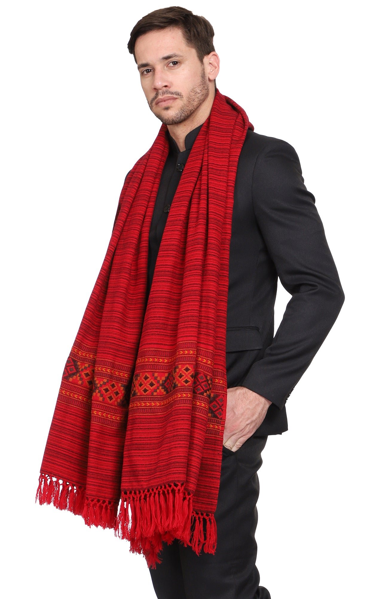 Men's Kullu Border Woven Cashmilon Shawl