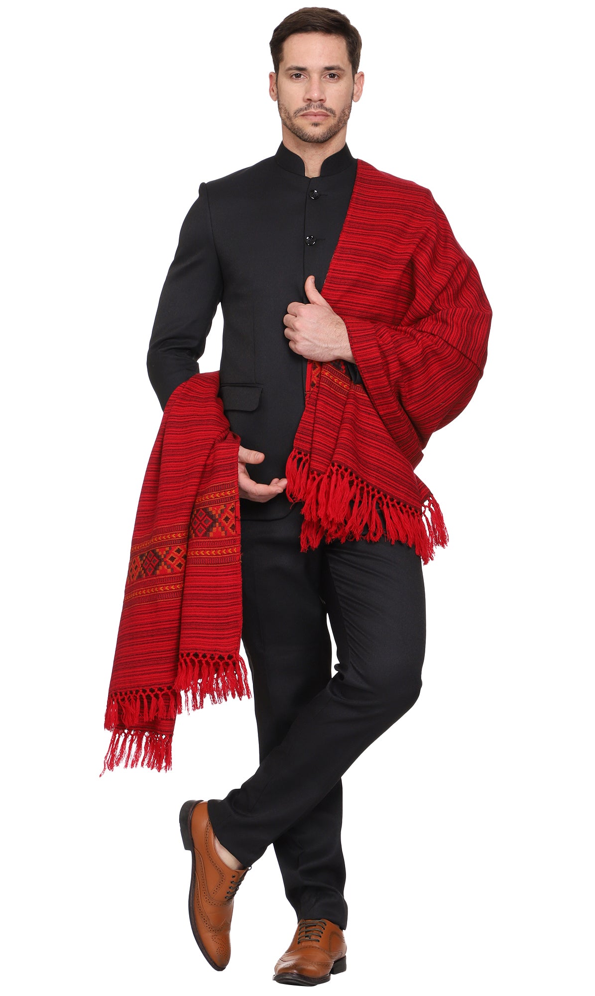 Men's Kullu Border Woven Cashmilon Shawl