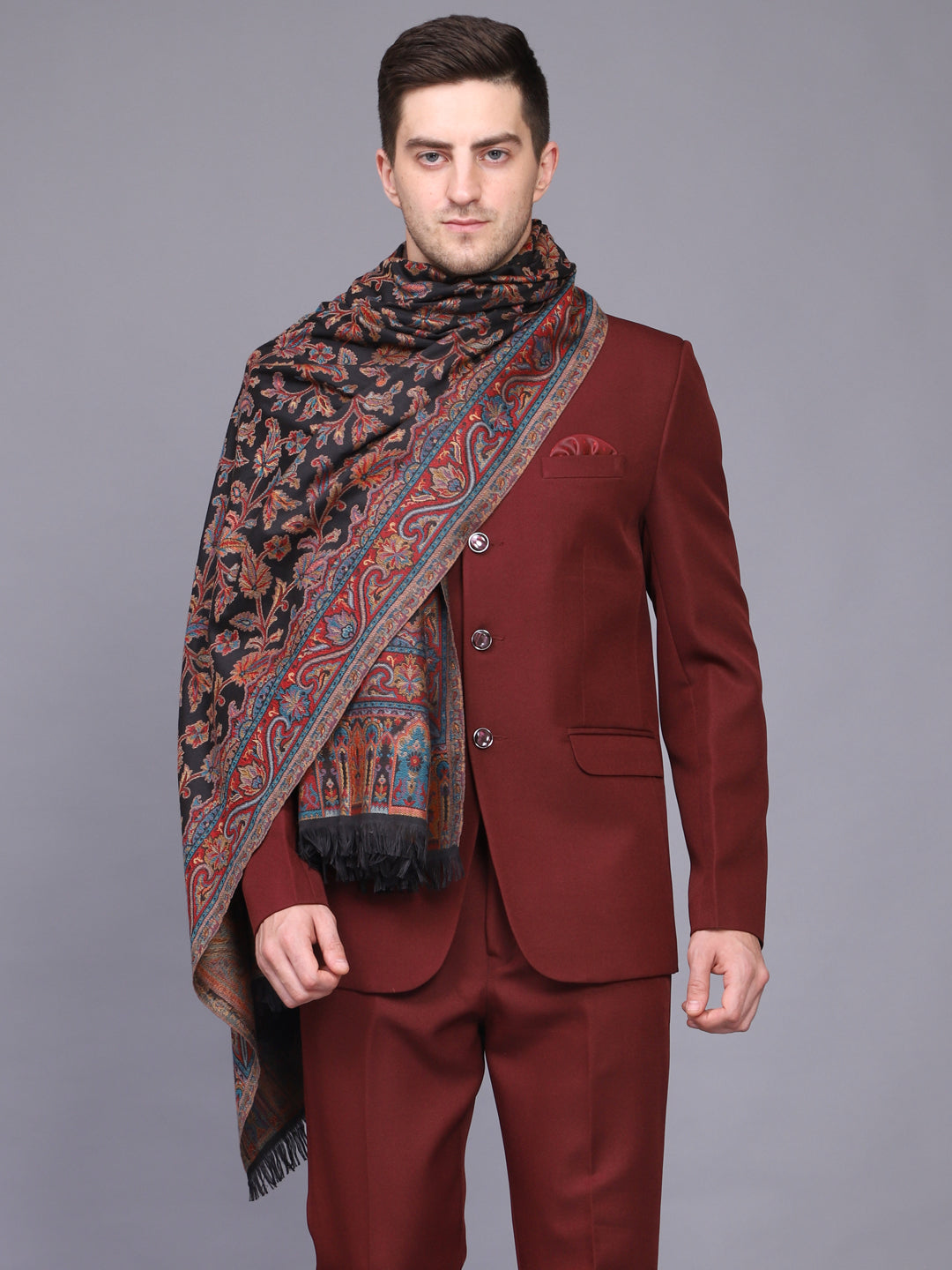 Men's Kani Design Woven Poly Wool Blend Shawl