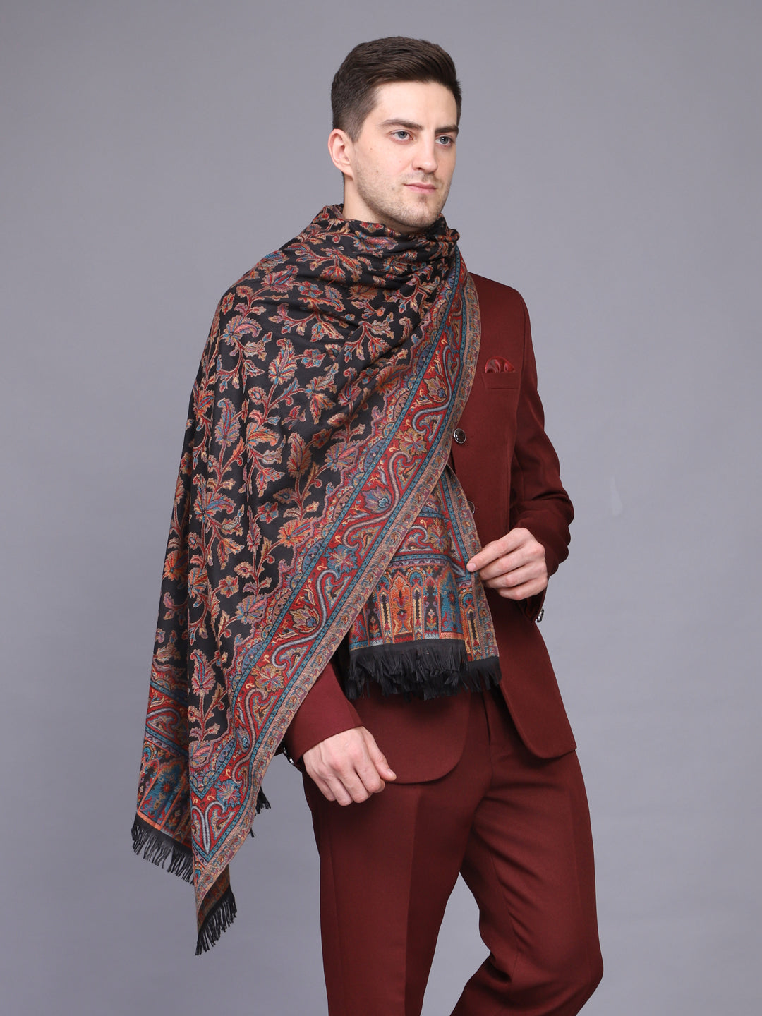 Men's Kani Design Woven Poly Wool Blend Shawl