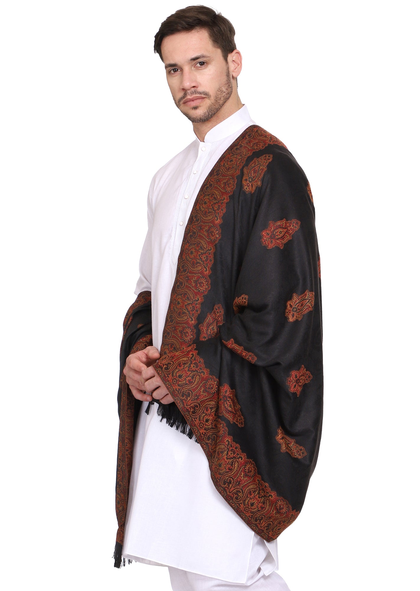 Men's Woven Poly Wool Blend Shawl