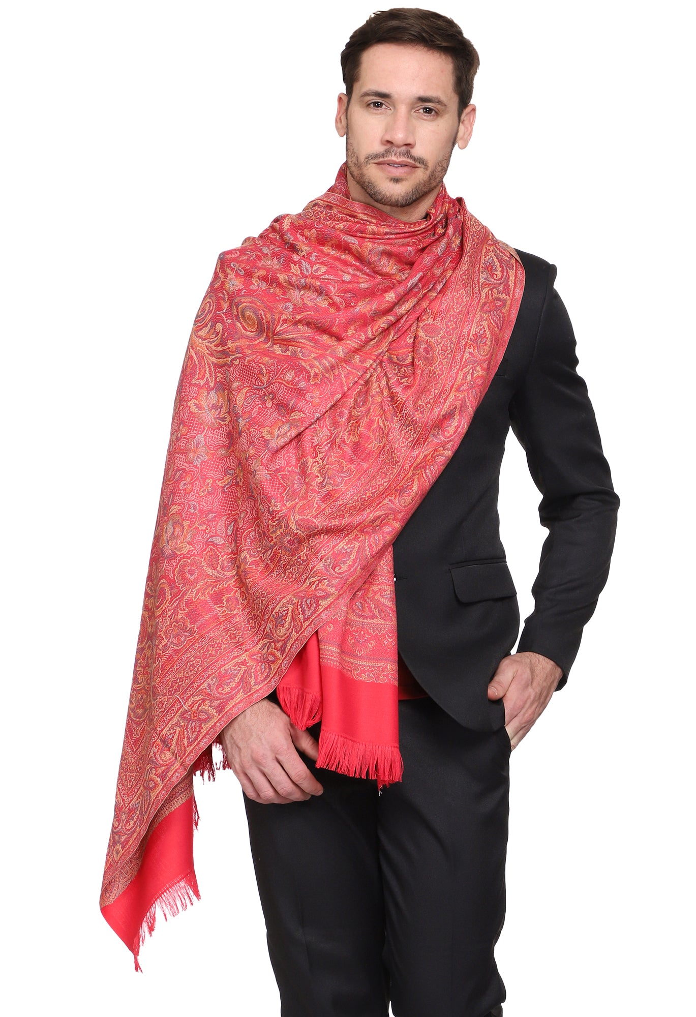 Men's Paisley Design Woven Poly Wool Blend Shawl