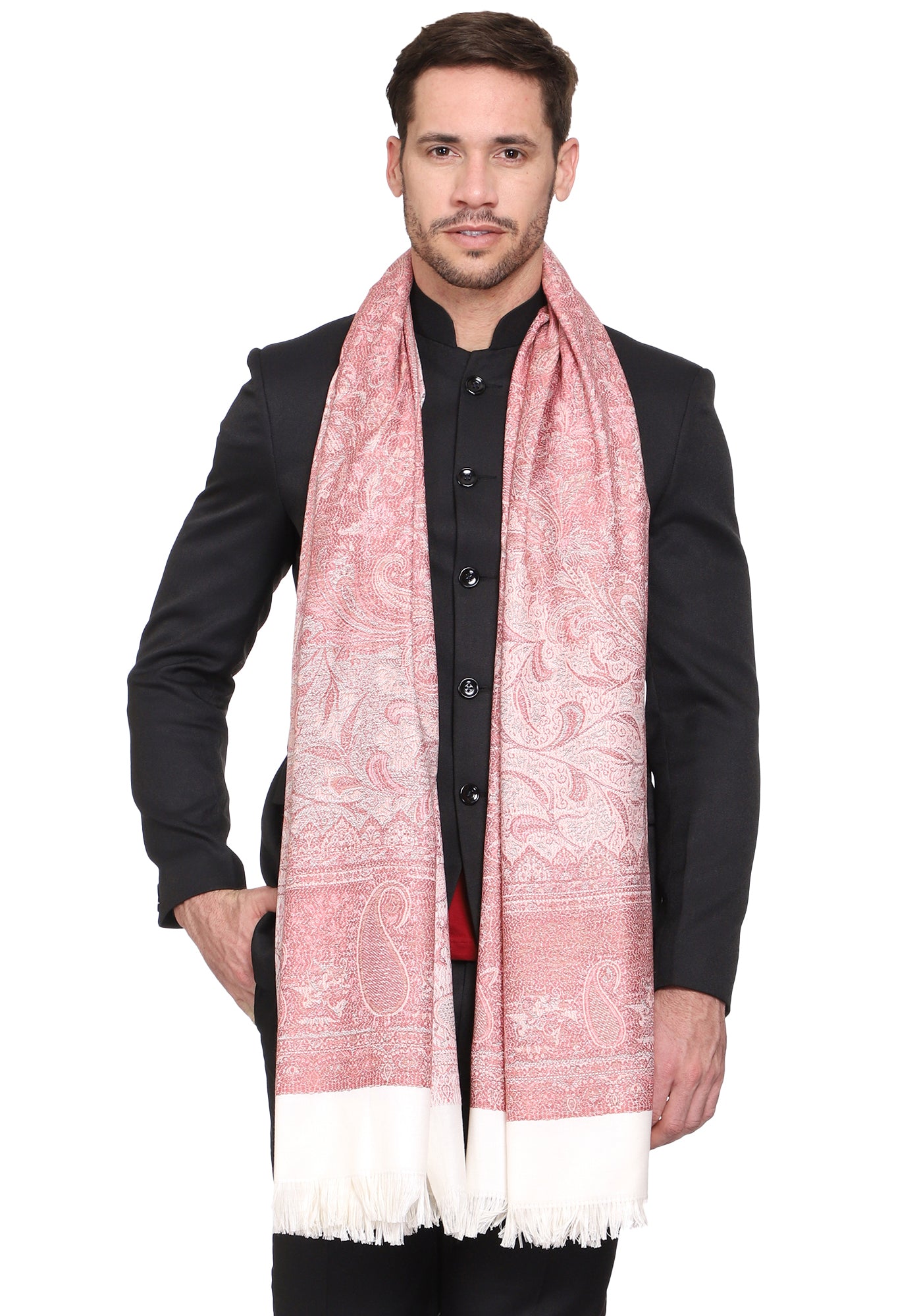 Men's Paisley Design Woven Poly Wool Blend Shawl